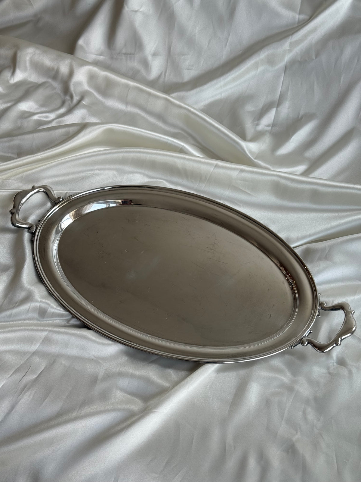 Vintage Silver Plated Oval Serving Tray