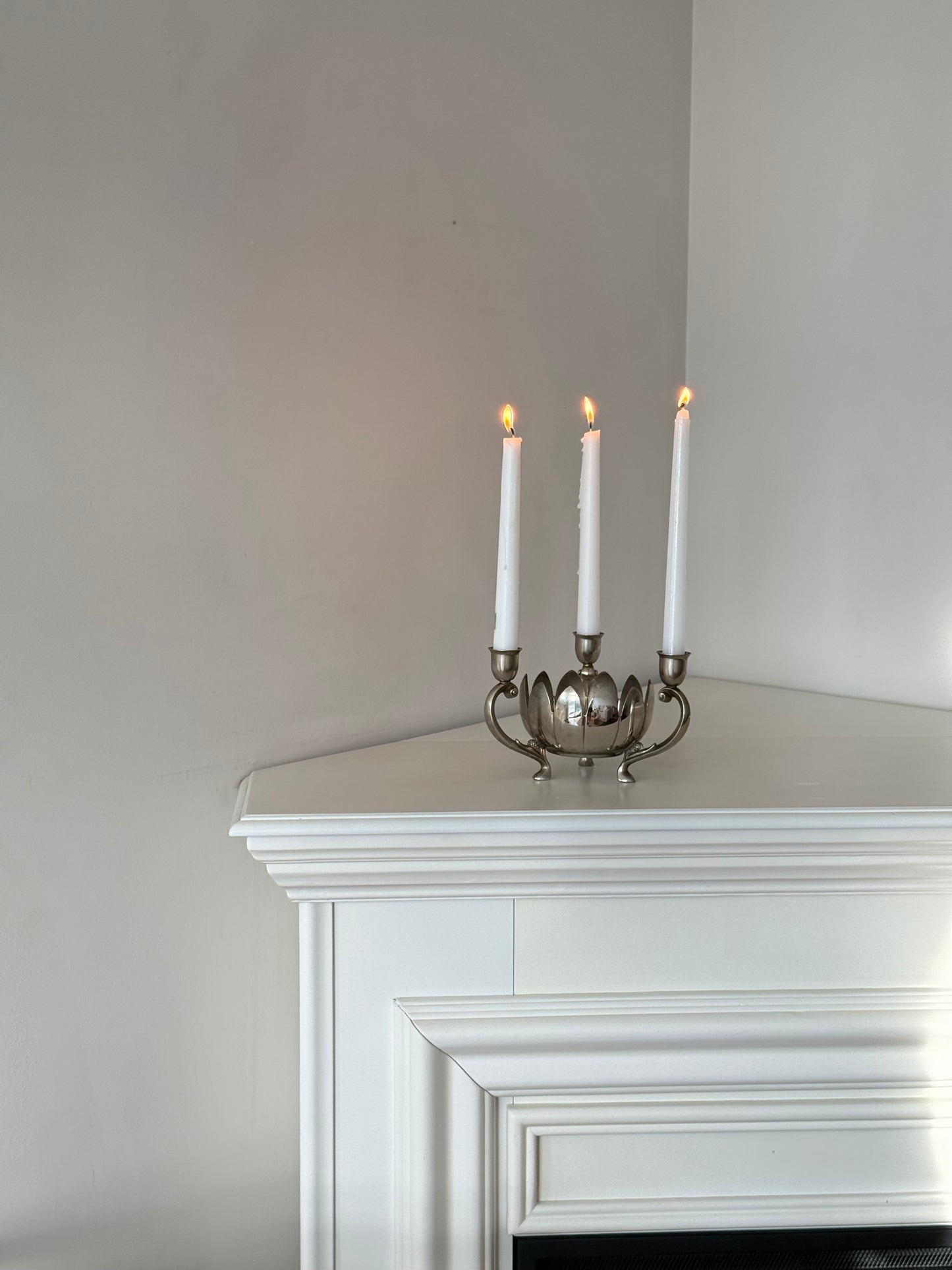 Vintage Silver-Plated Lotus Candle Holder