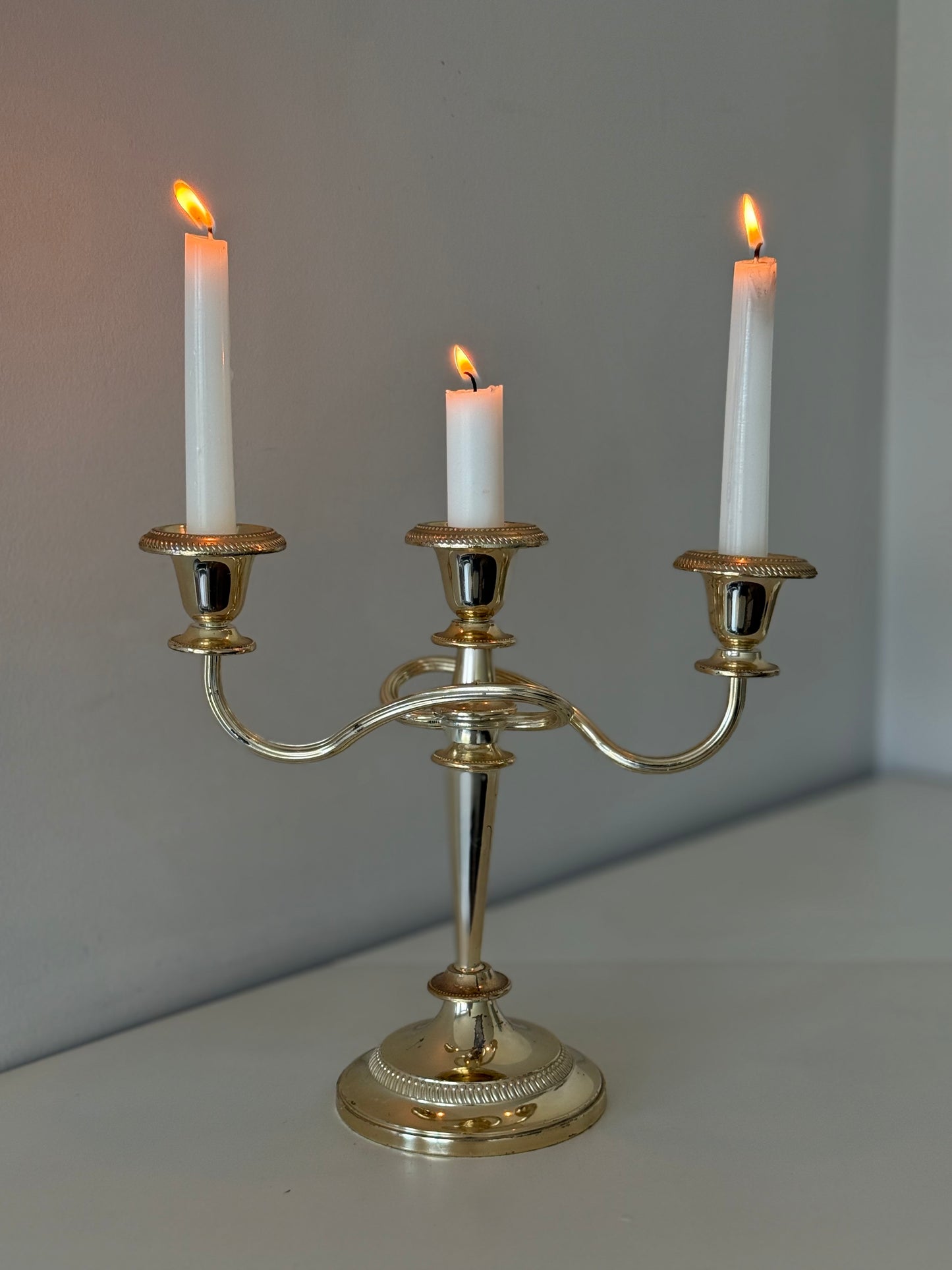 Vintage Silver Plated Three-Arm Candelabra