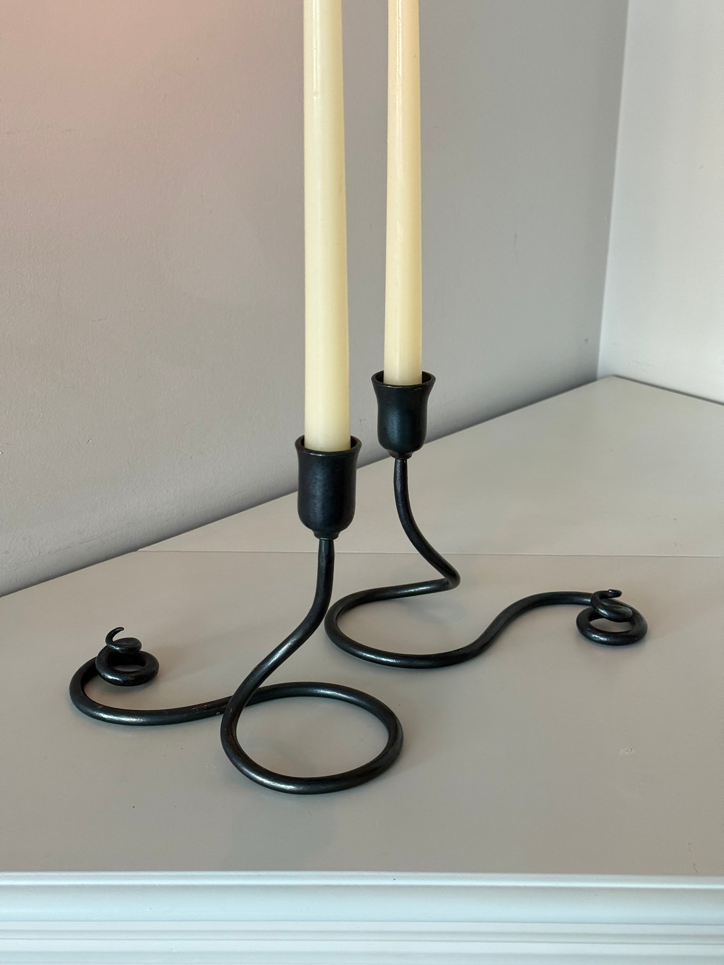 Vintage Iron Taper Candle Holders – Set of 2