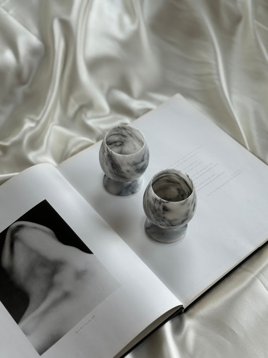 Pair of Vintage Solid Marble Goblets
