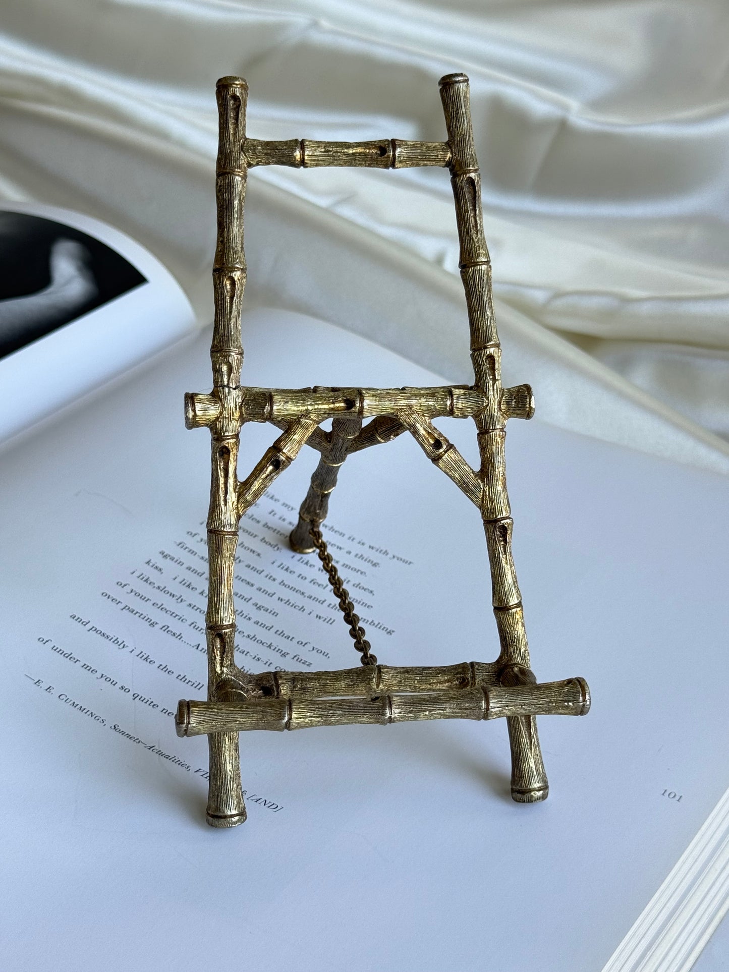 Vintage Brass Bamboo Easel / Display Stand