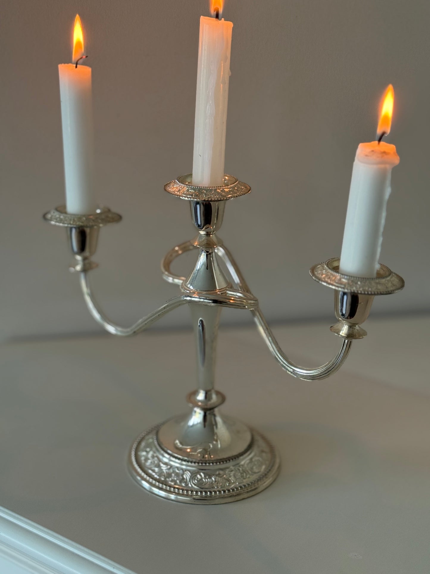 Vintage Silver Plated Three-Arm Candelabra