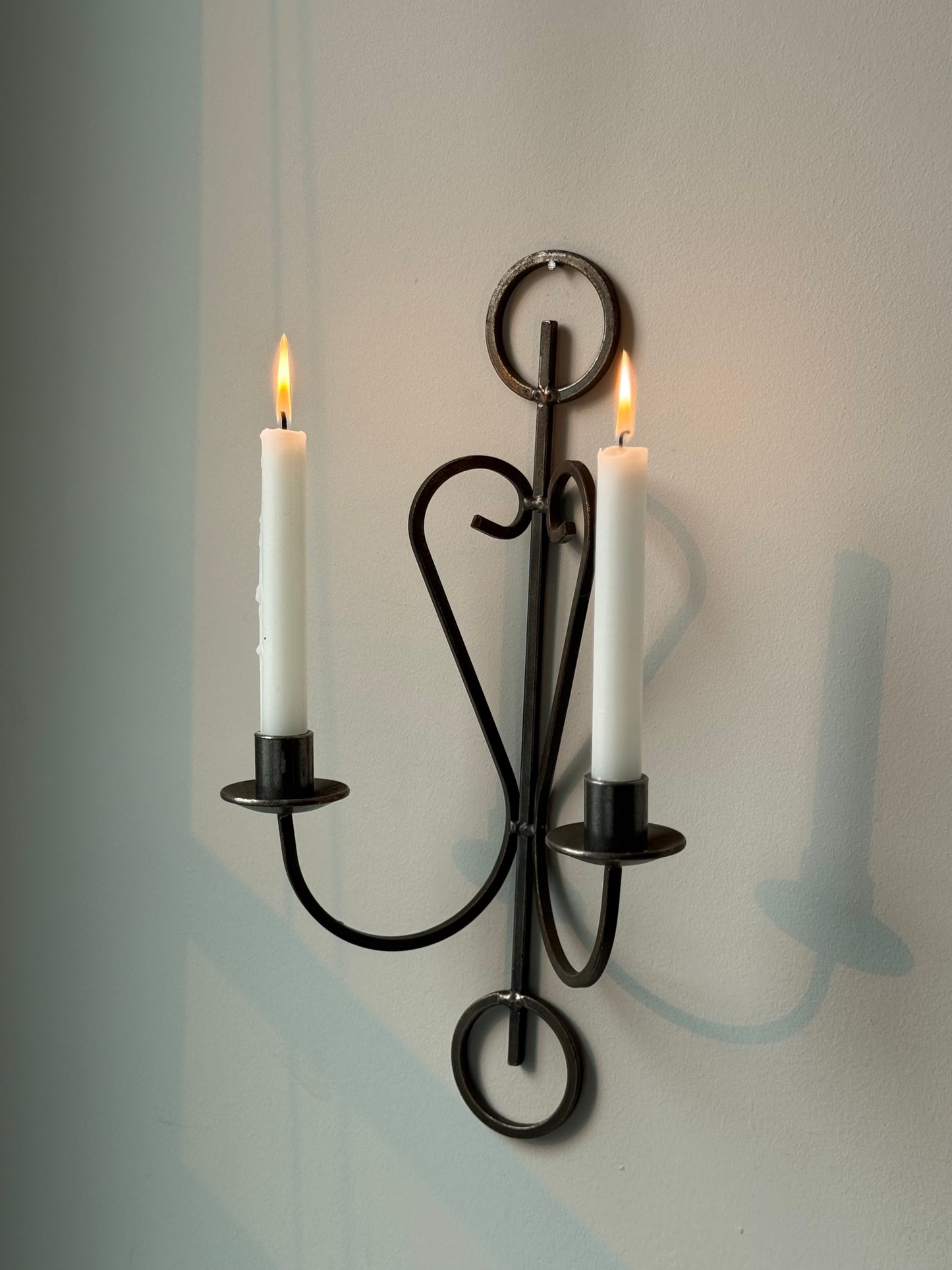 Vintage Double-Arm Iron Wall Sconce