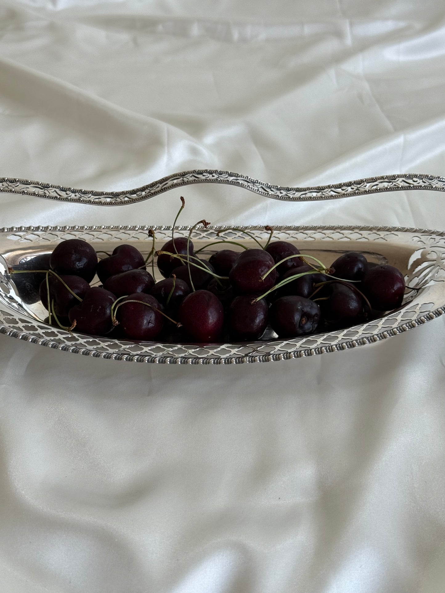 Vintage Silver-Plated Pierced Bread & Fruit Basket