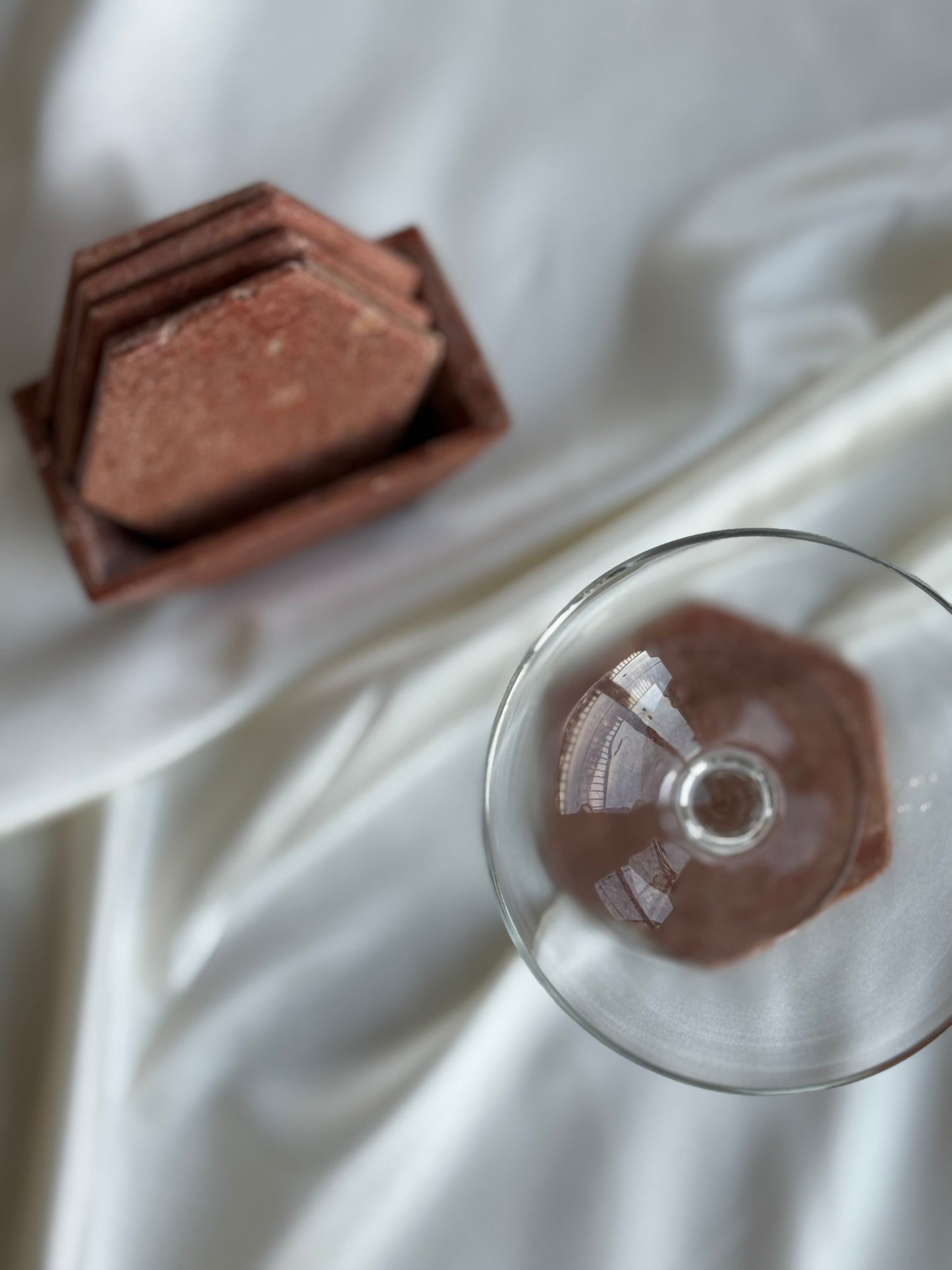 Hexagon Stone Coasters — Set of 6 with Holder