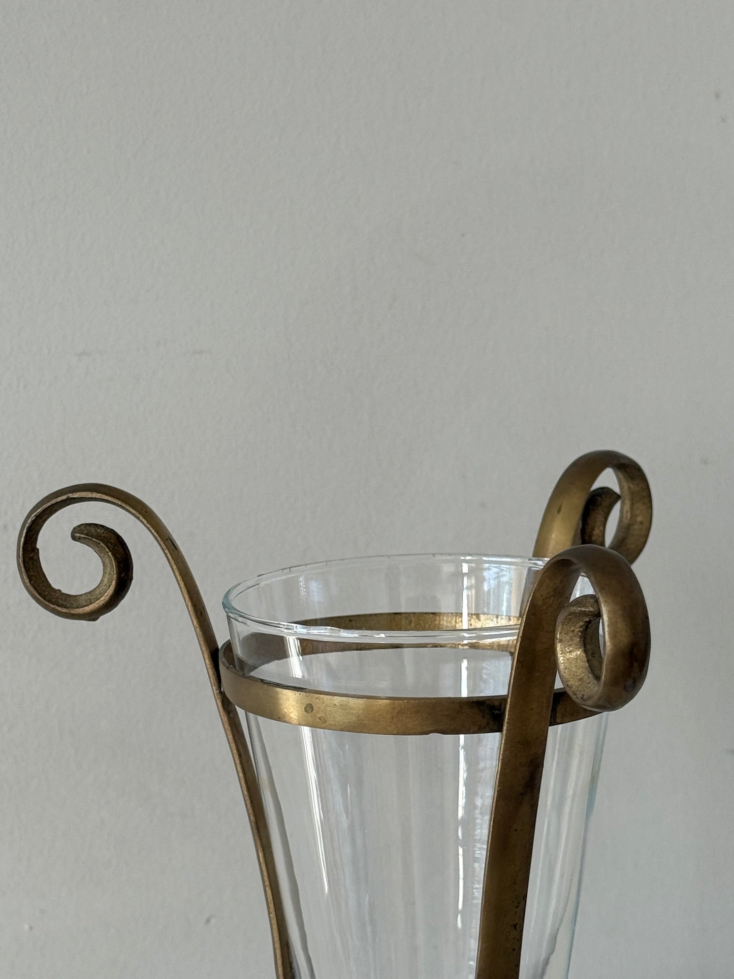 Vintage Brass & Glass Vase