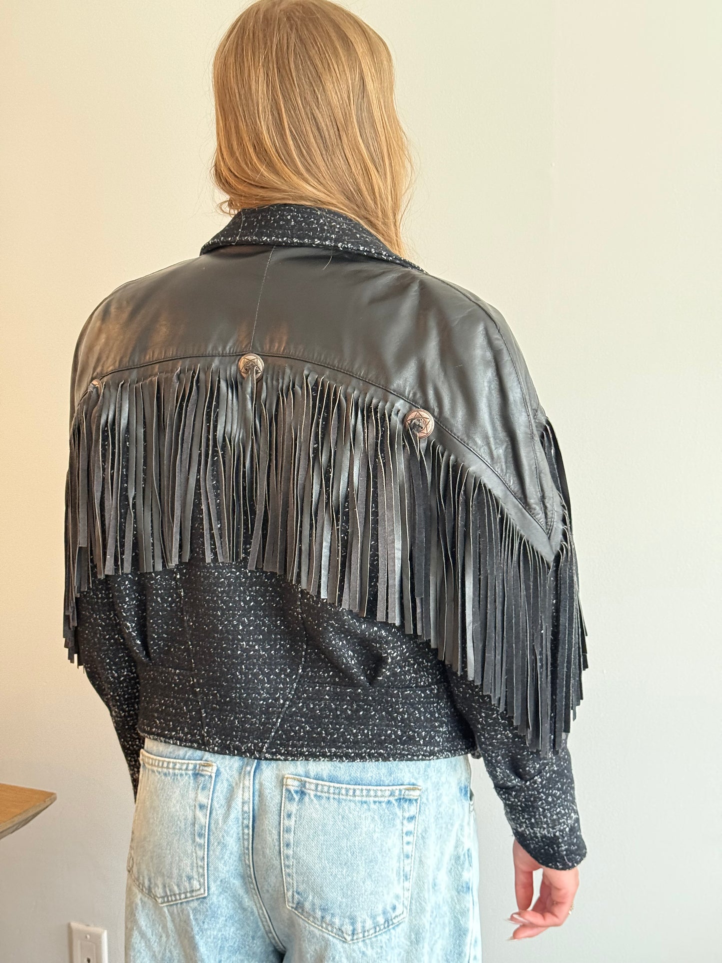 Vintage Wool & Leather Fringe Jacket — S/M