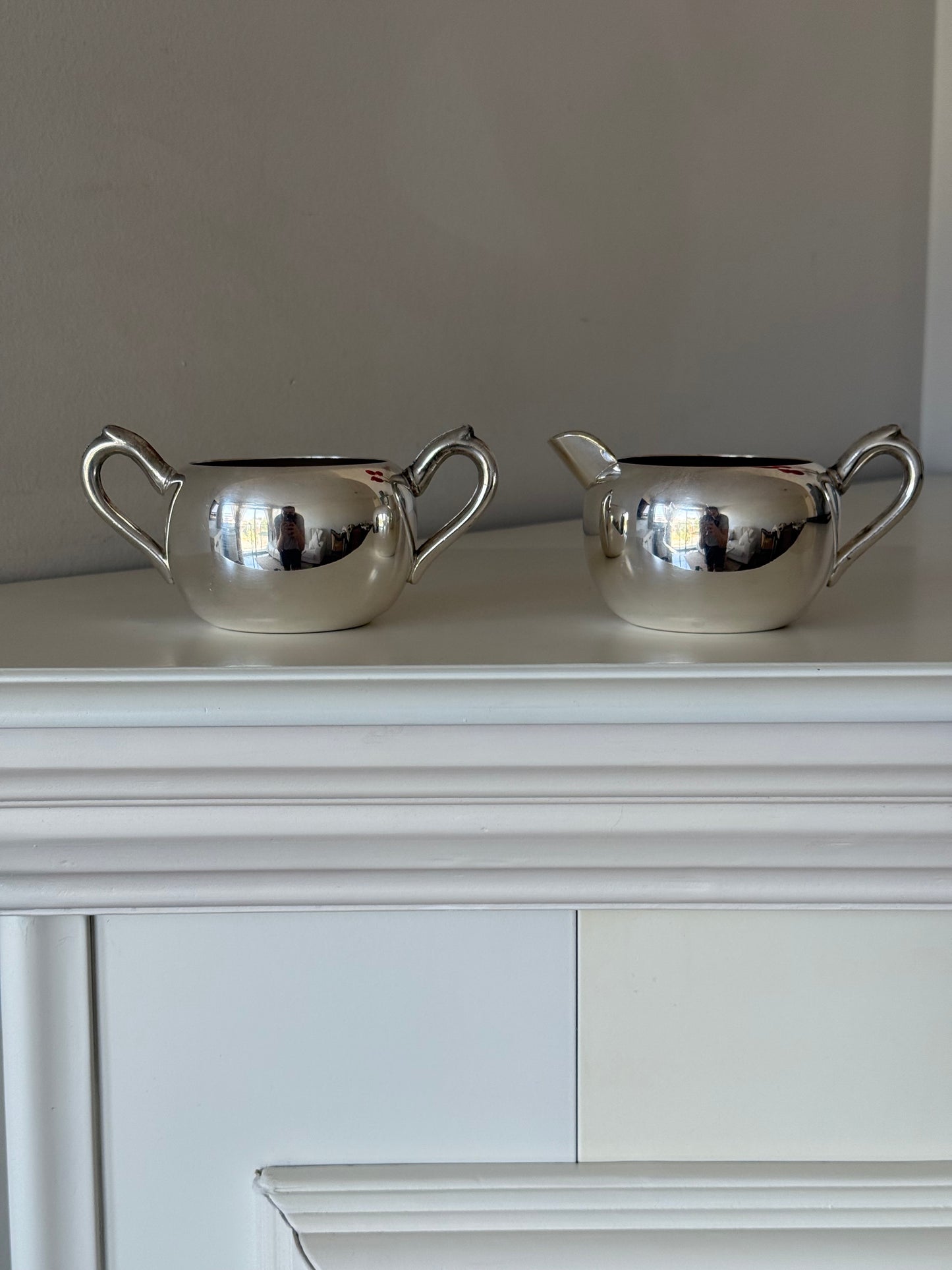 Minimalist Silver-Plated Creamer & Sugar Bowl Set