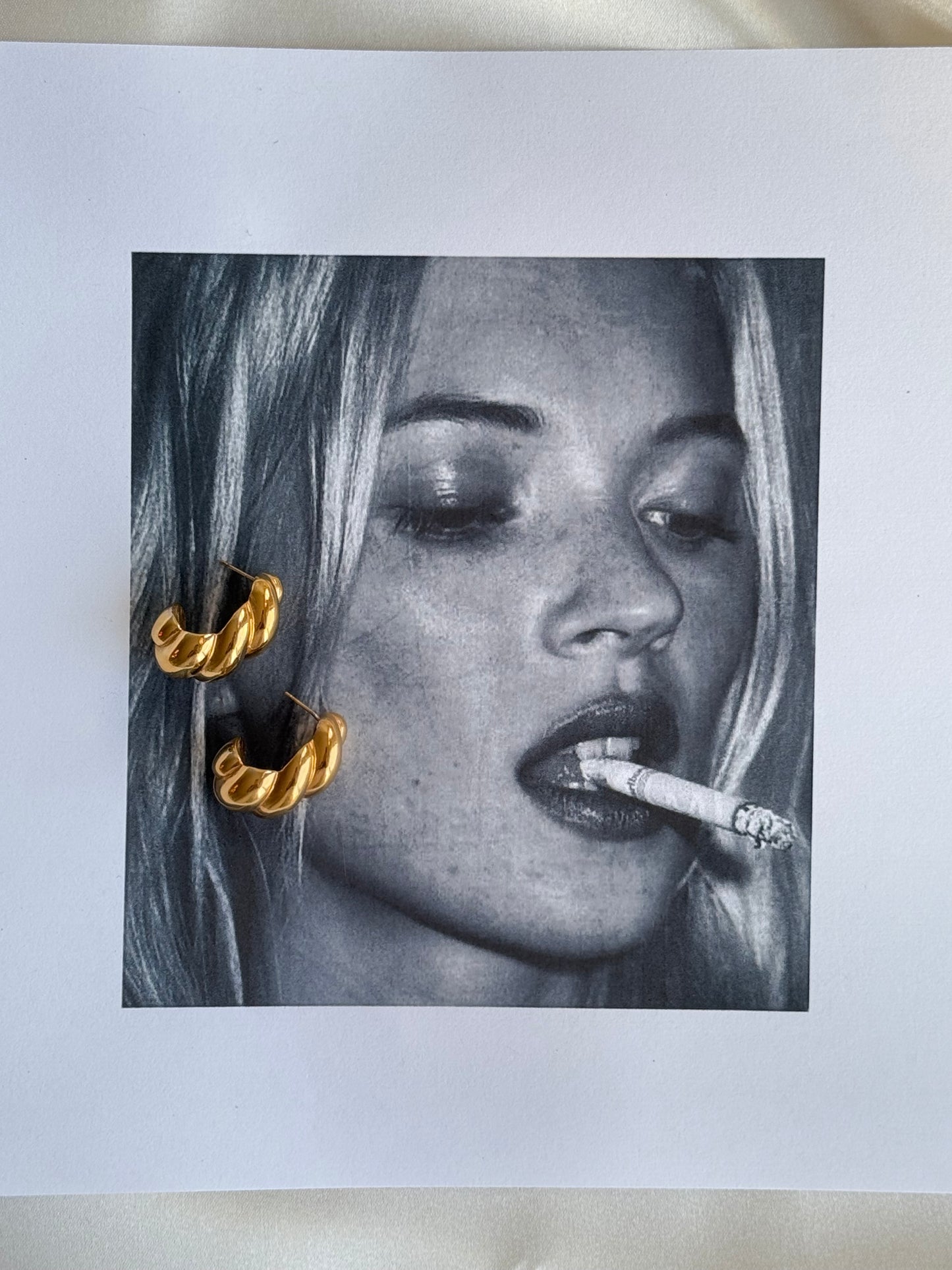 Vintage Gold-Tone Sculptural Hoop Earrings