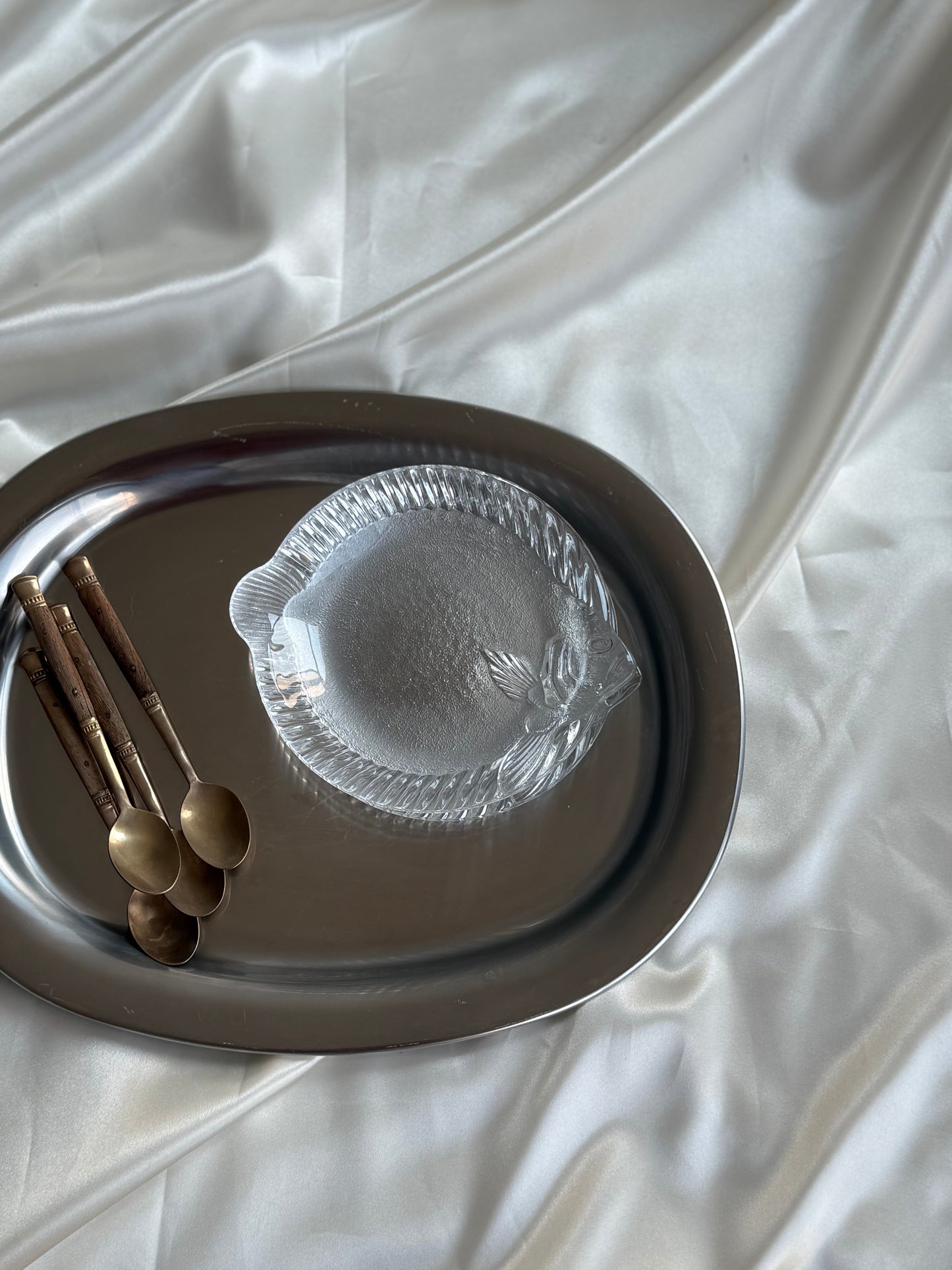 Set of 4 Vintage Glass Fish Plates