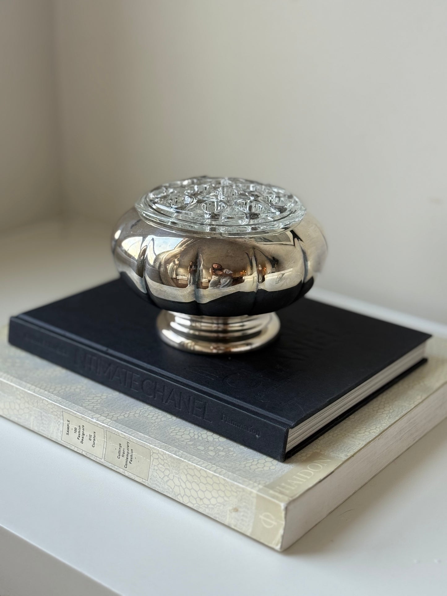 Silver-Plated Pedestal Flower Frog Vase