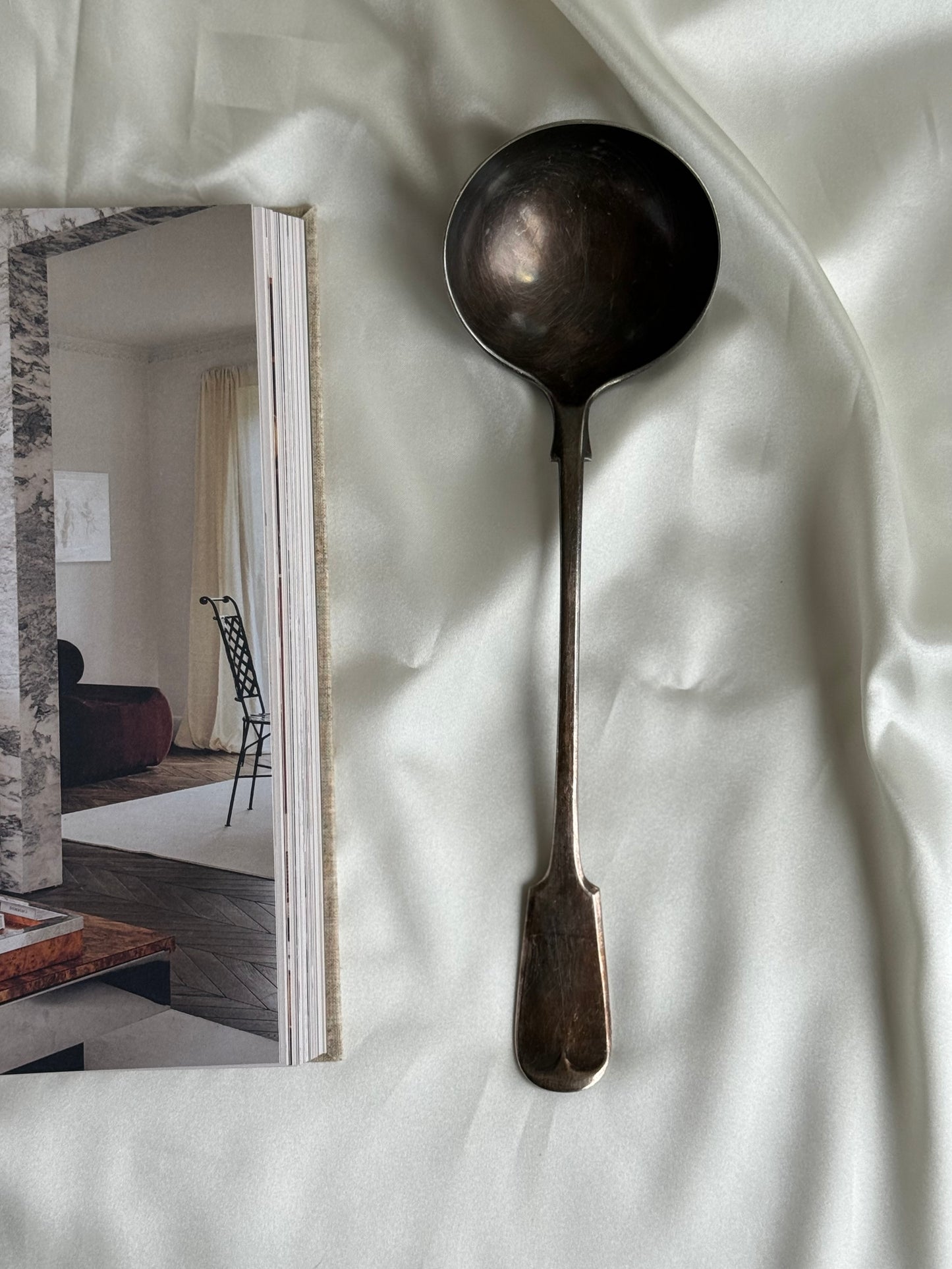 Antique British Fiddle Pattern Silver-Plate Ladle – Harrison Bros & Howson, c. 1890