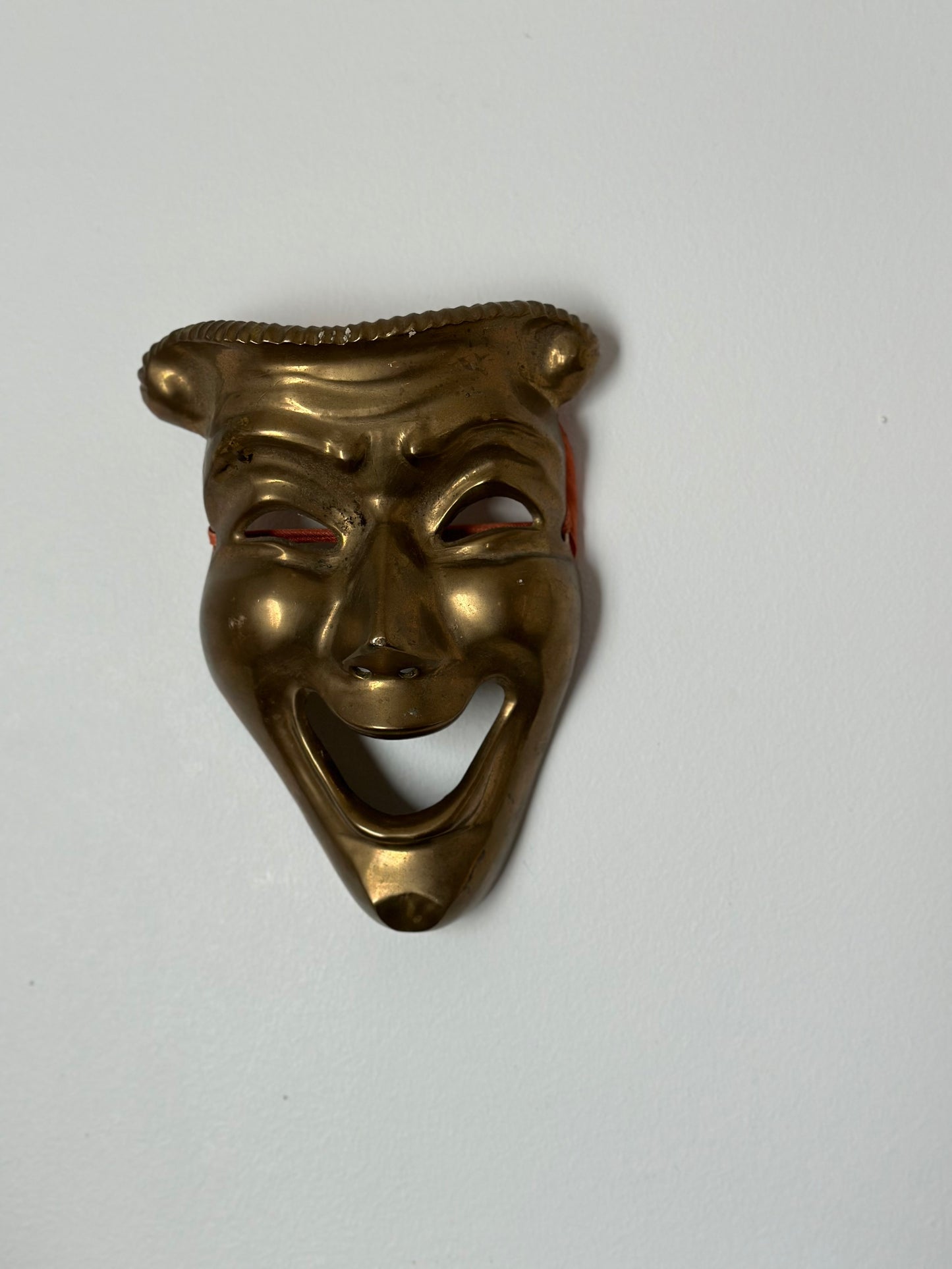 Vintage brass happy mask