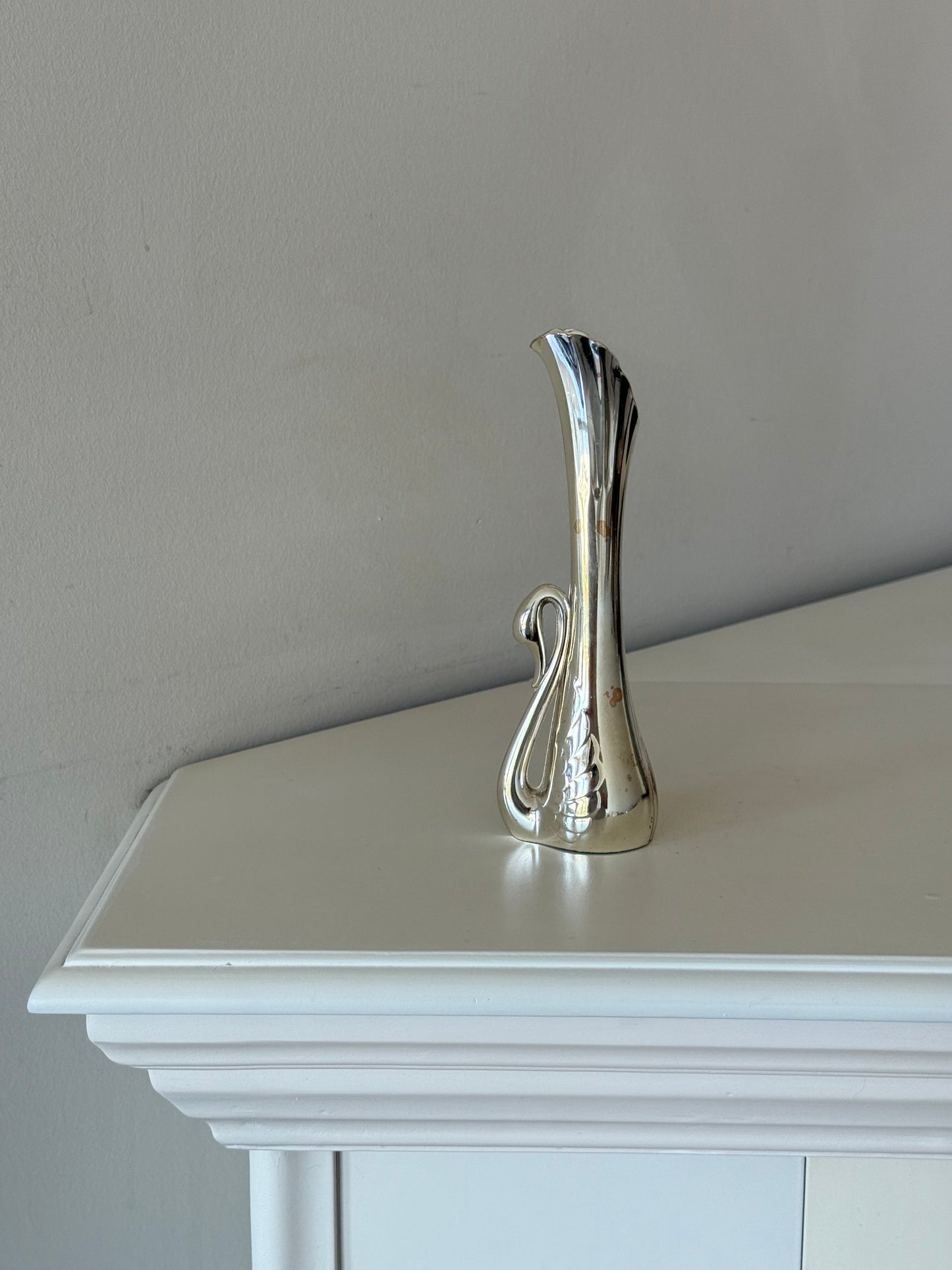Vintage Silver-Plated Swan Bud Vase