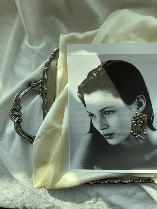 Vintage Silver-Tone Clip-On Earrings – Statement Dangle Design