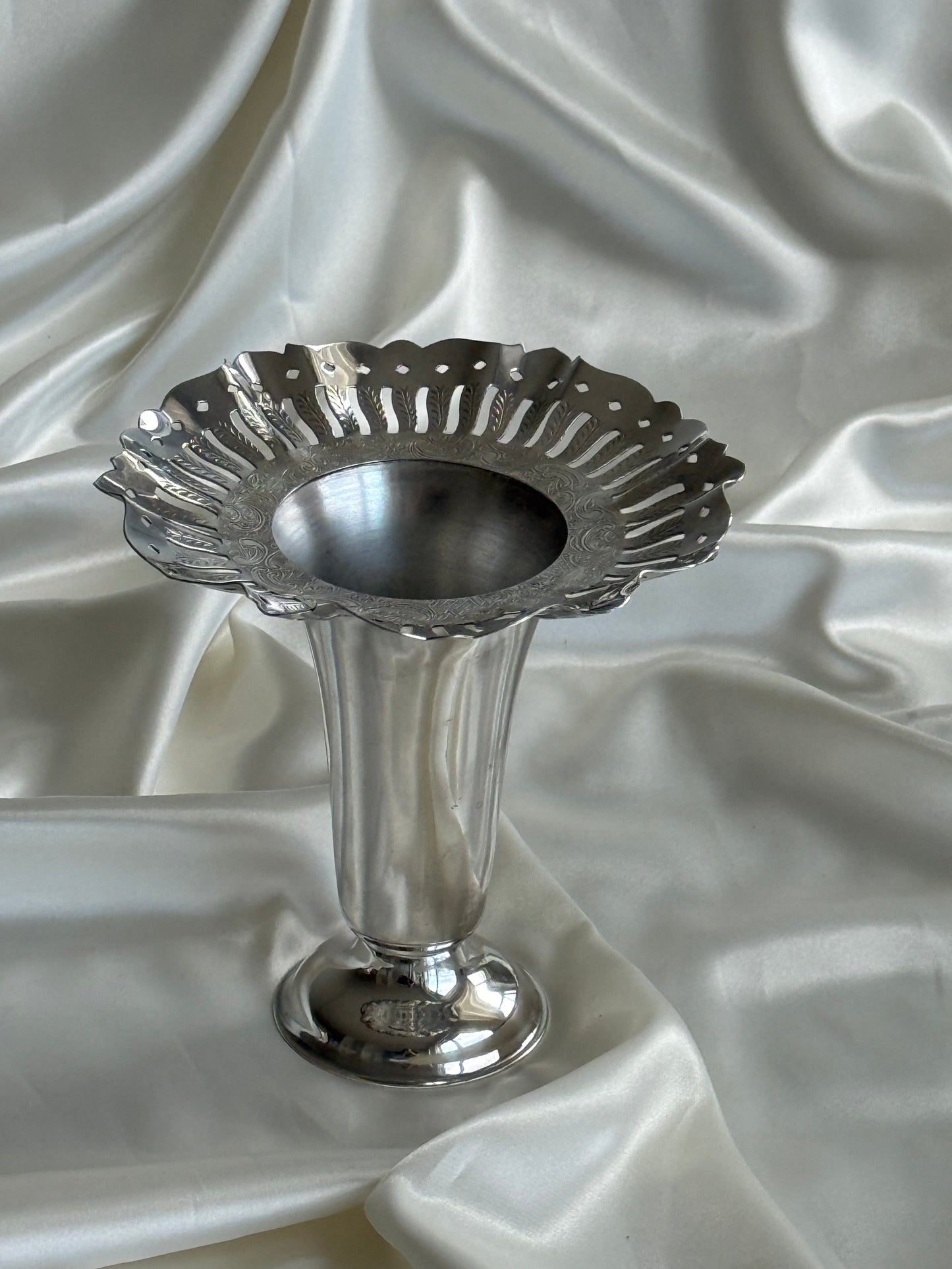 Vintage Silver-Plated Pedestal Flower Vase