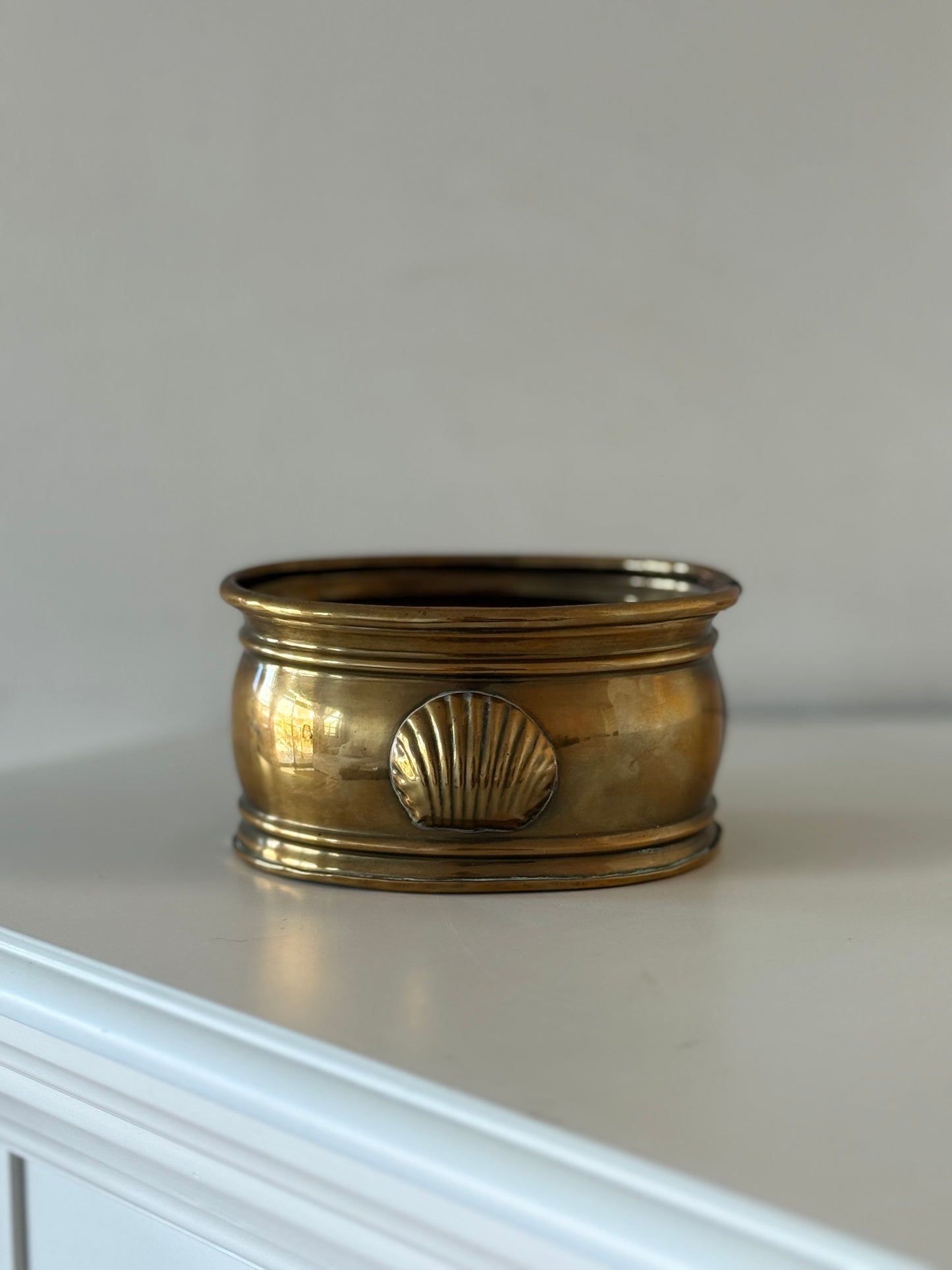 Vintage Brass Planter with Shell Motif