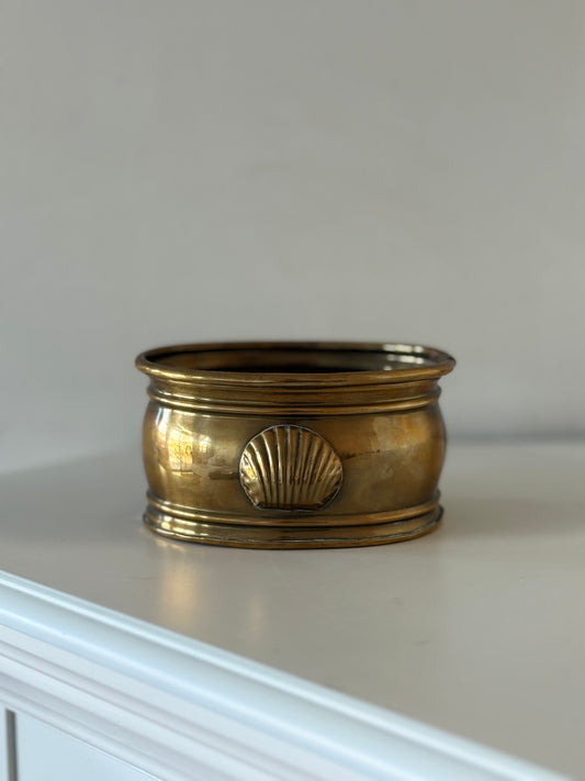 Vintage Brass Planter with Shell Motif