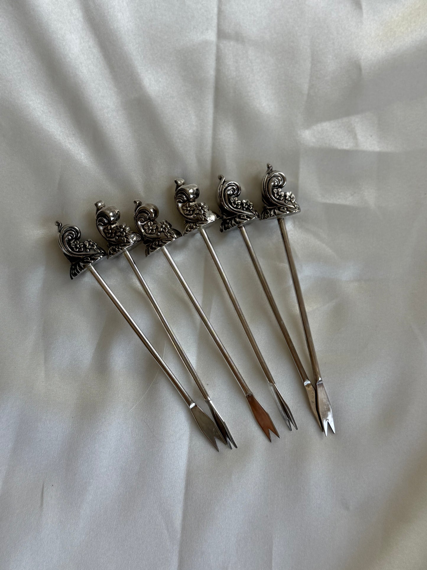 Set of 6 Vintage Silver Plated Cocktail Picks
