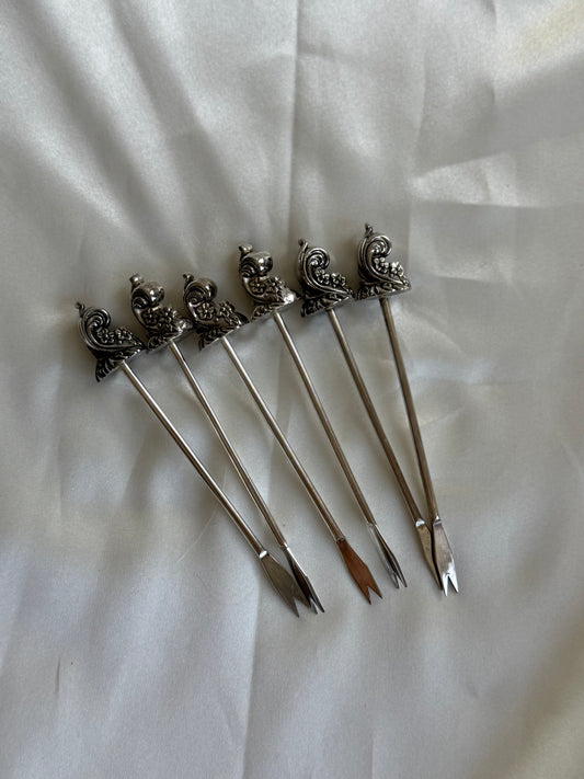Set of 6 Vintage Silver Plated Cocktail Picks
