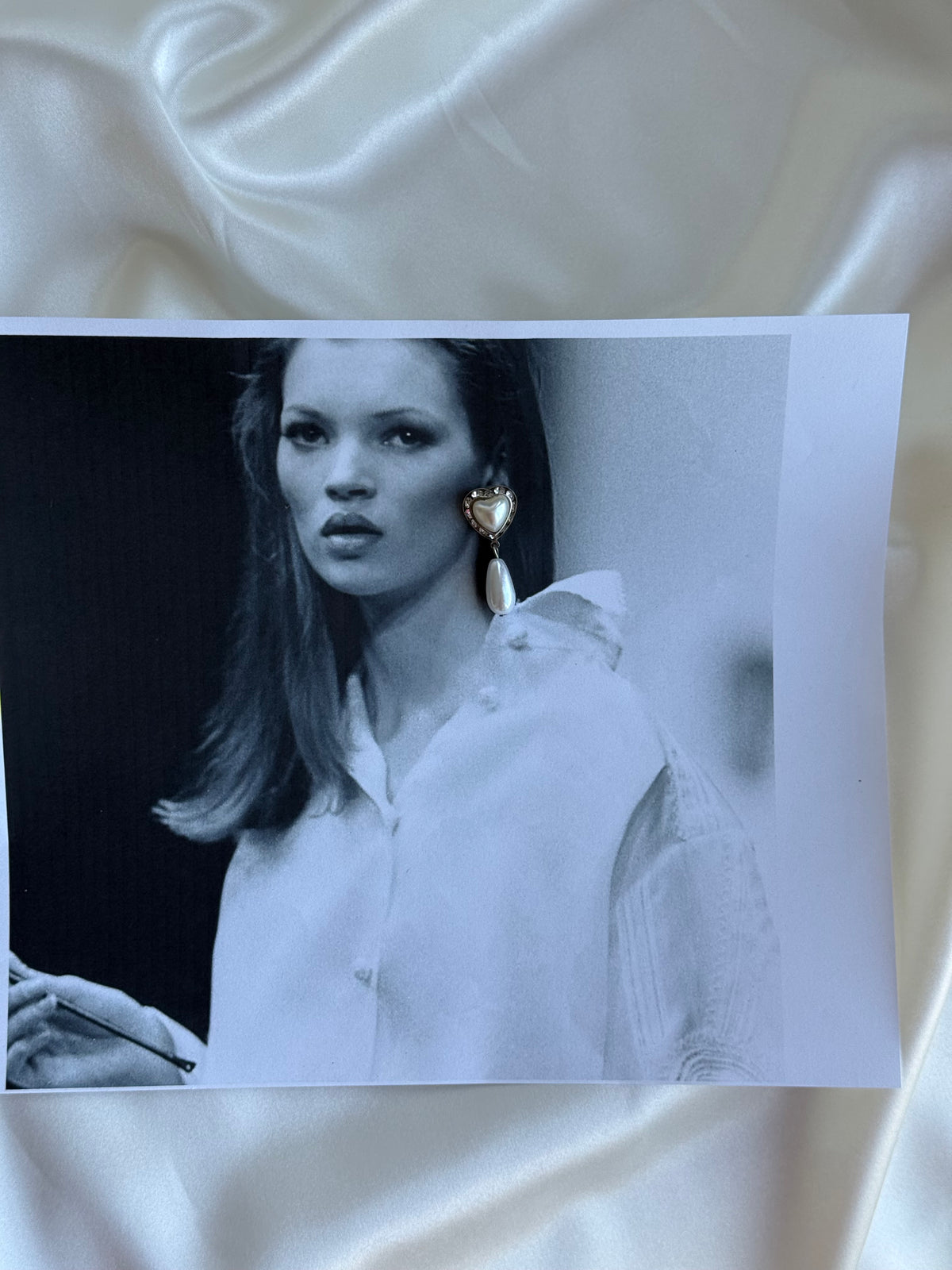 Vintage Pearl Heart Drop Earrings