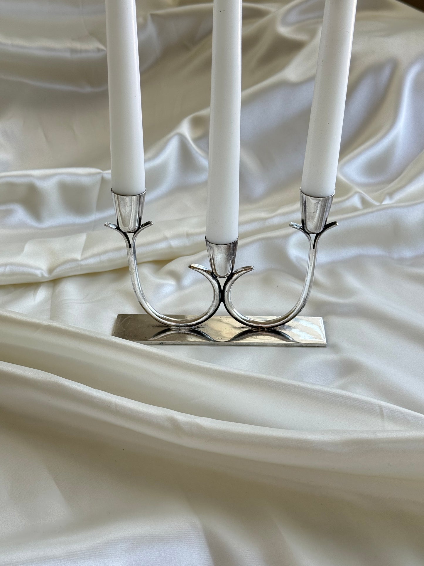Vintage Silver Plated Triple Candle Holder / Candelabra