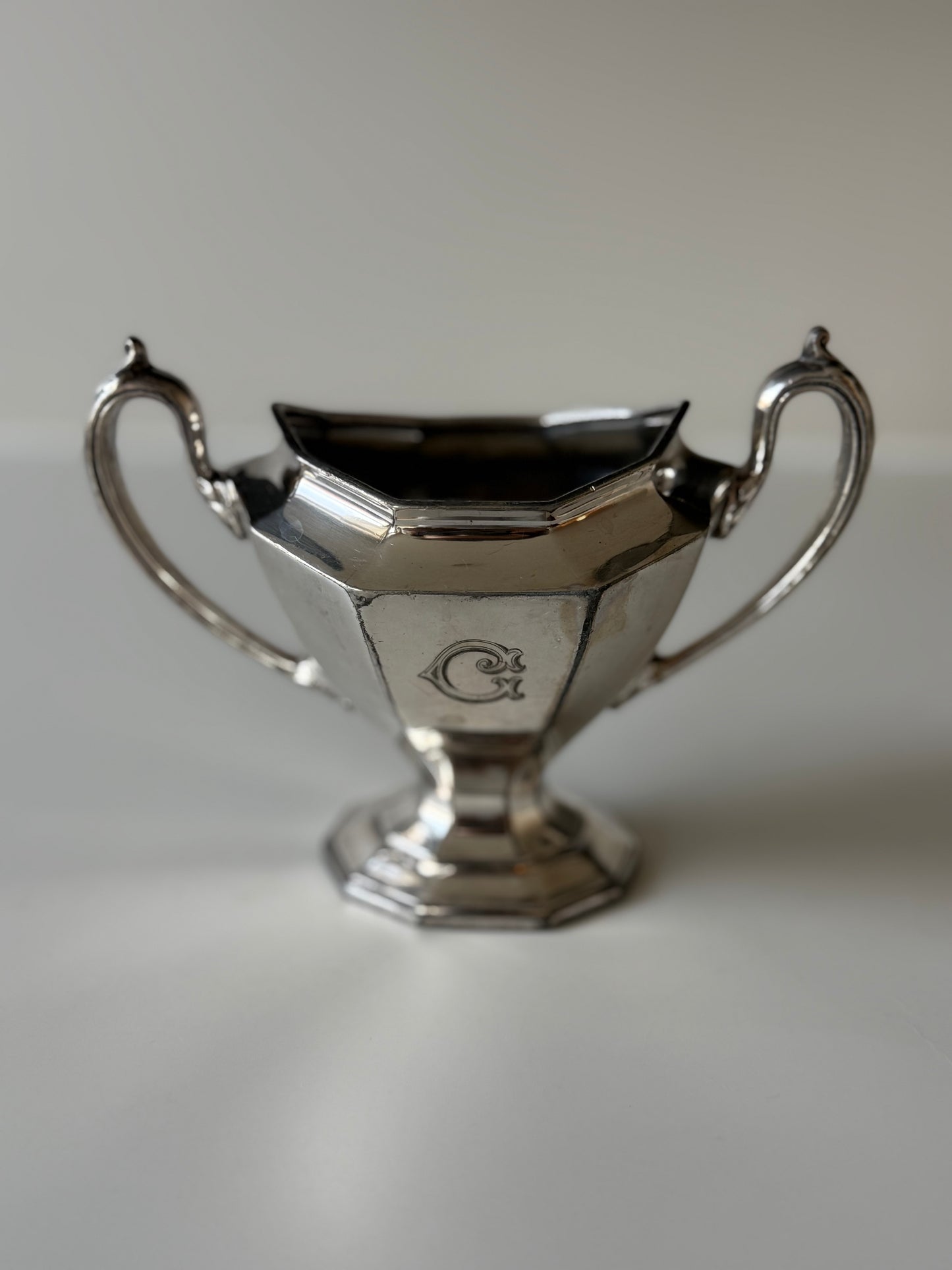 Vintage Silver-Plated Sugar Dish with Spoon