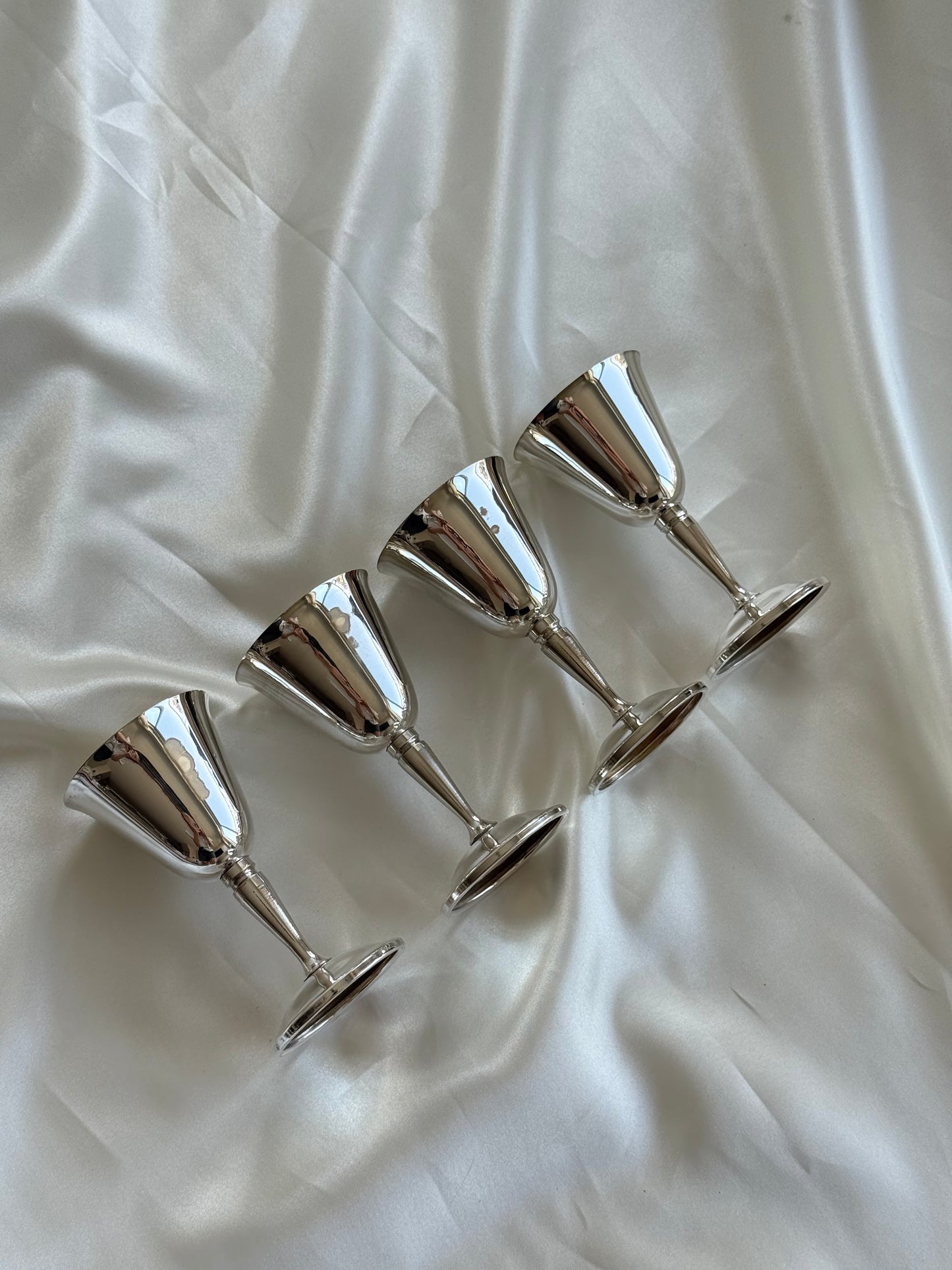 Set of 4 Vintage Italian Silver-Plated Goblets