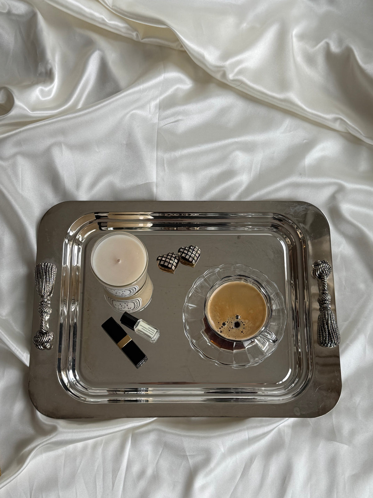 Vintage French Clear Glass Coffee Cups & Saucers – Set of Four
