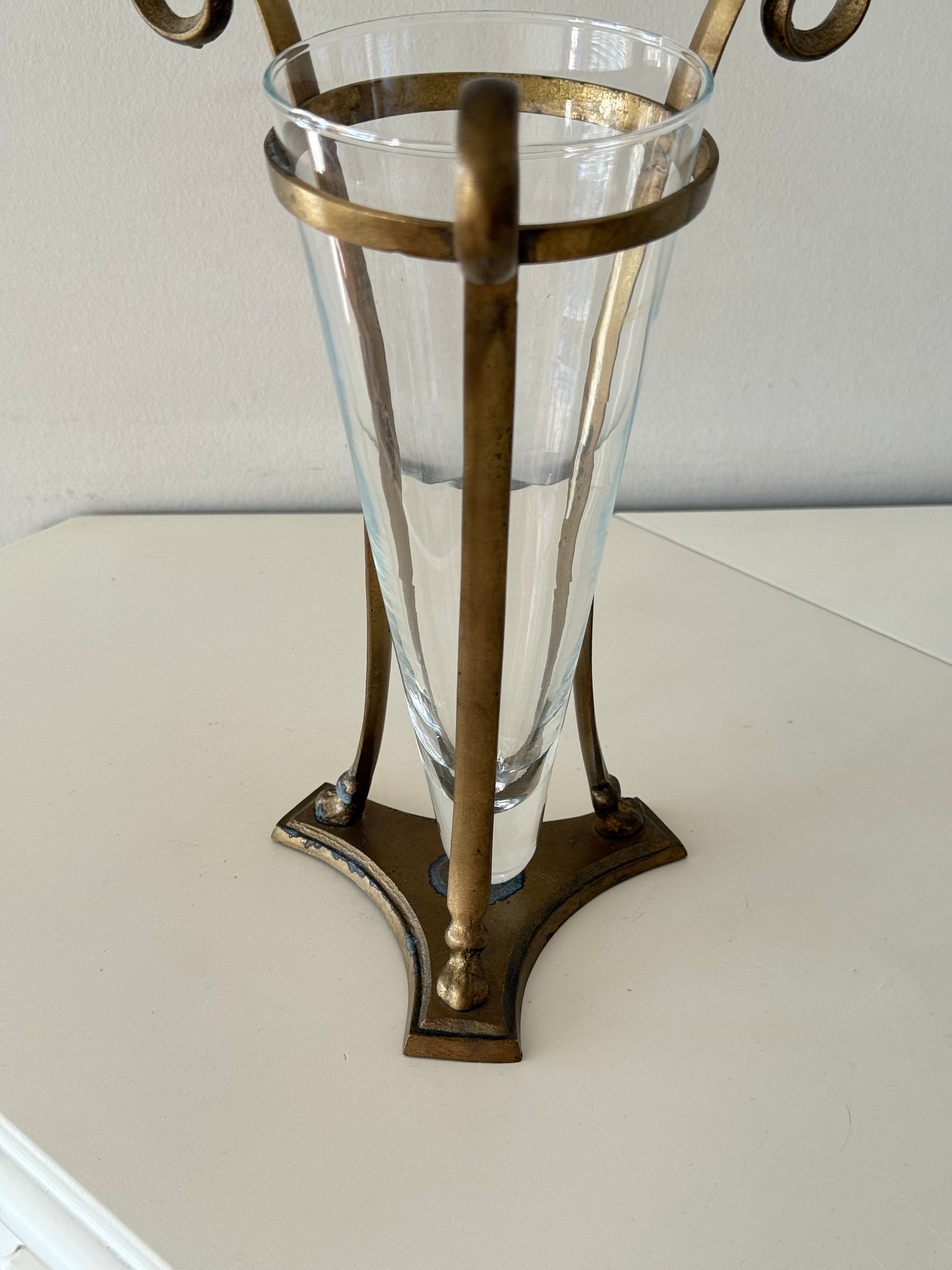 Vintage Brass & Glass Vase