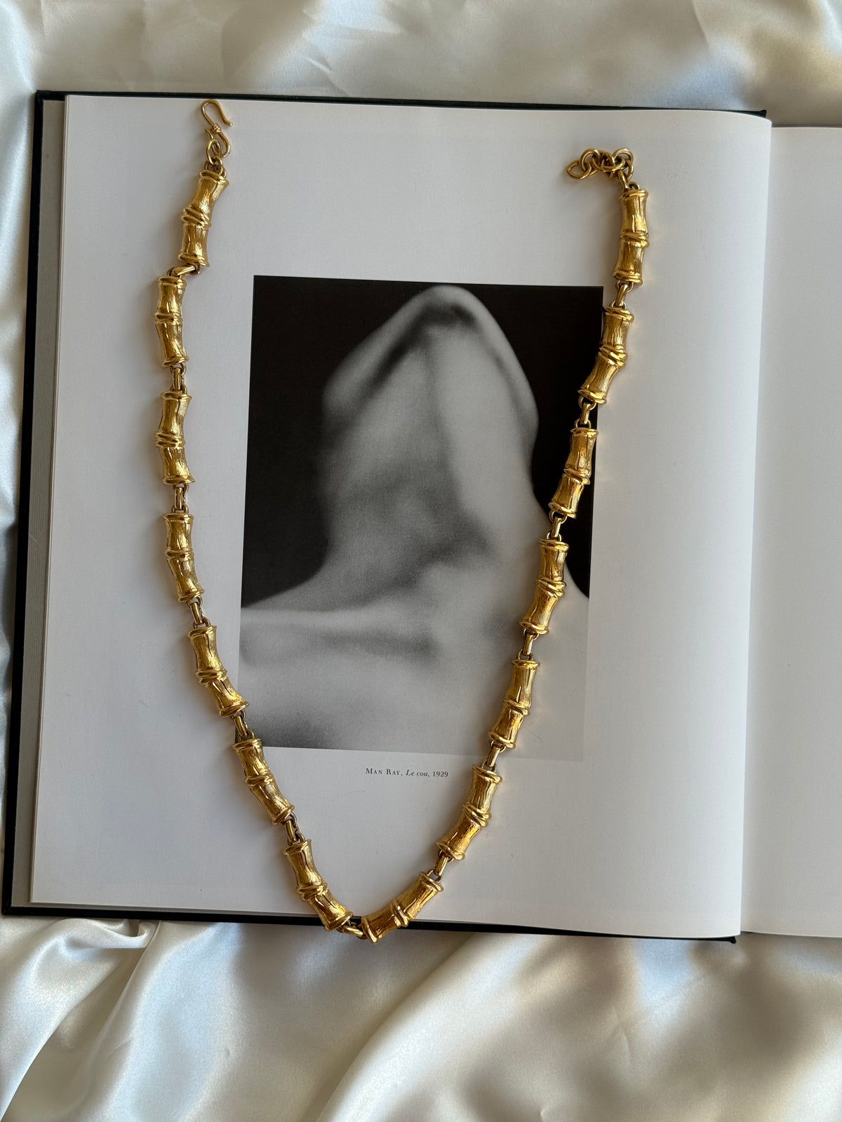 Vintage Monet Gold-Tone Bamboo Link Statement Necklace