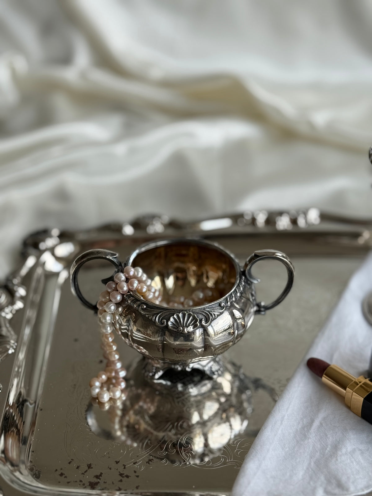 Vintage Leonard Silver Plated Footed Sugar Bowl – Ornate Double Handle Design
