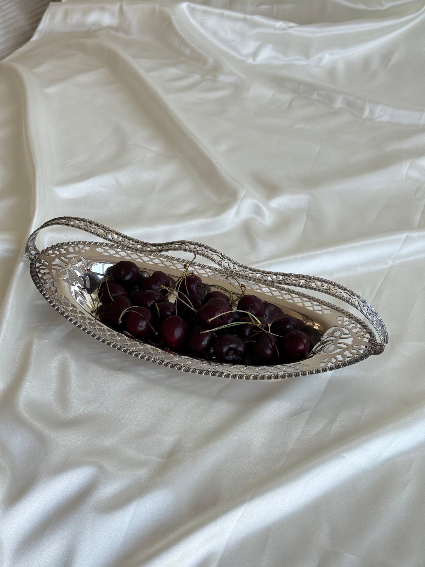 Vintage Silver-Plated Pierced Bread & Fruit Basket