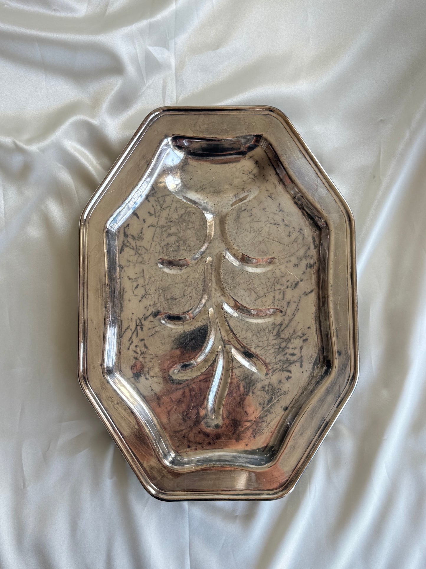 Vintage Viking Plate EP Copper Silver Plated footed Gallery Tray – 16” × 12”