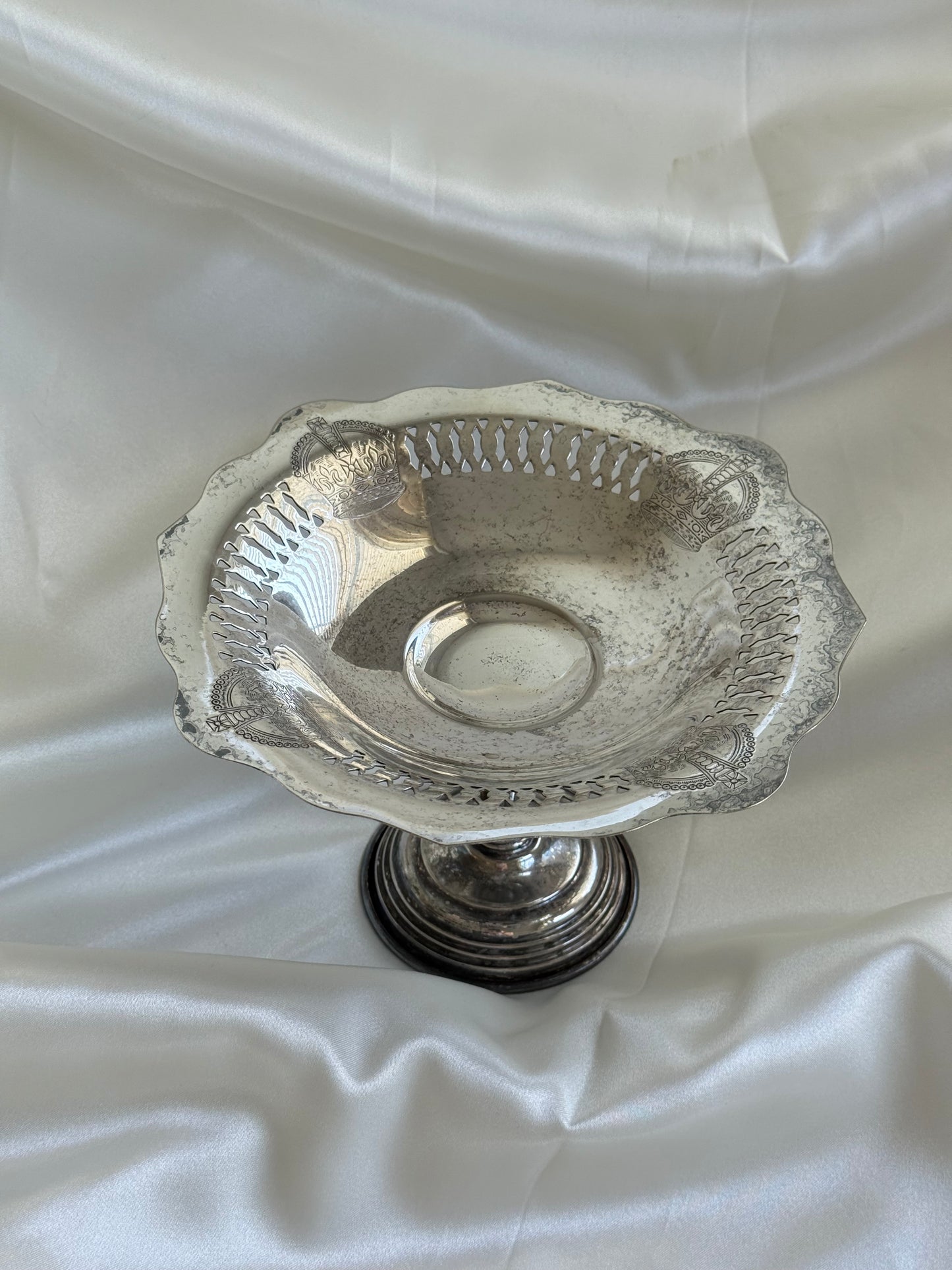Small Vintage Silver Plated Pedestal Dish