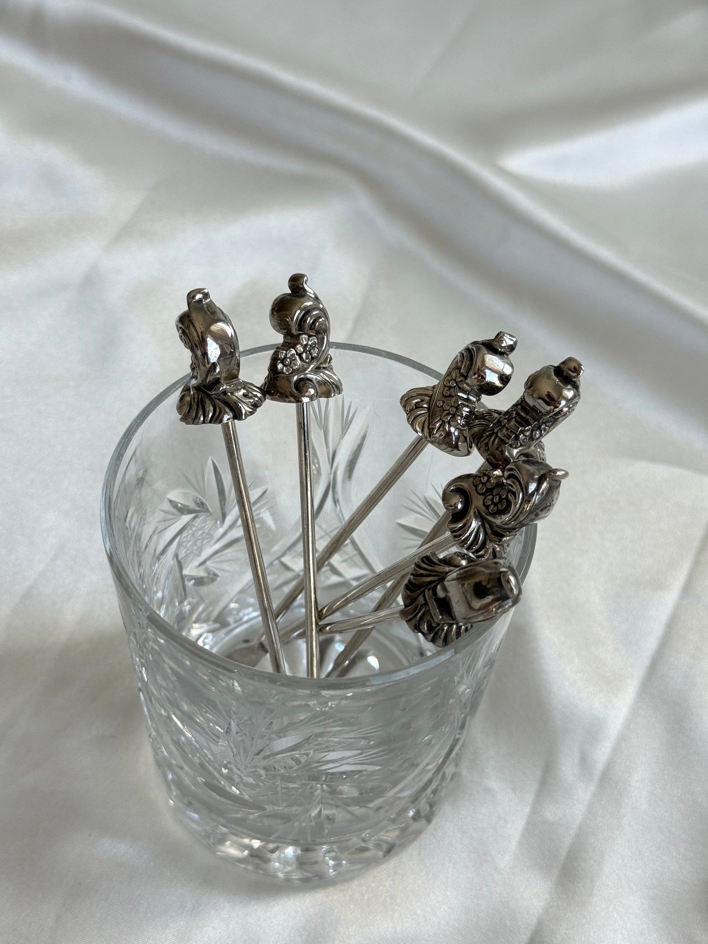 Set of 6 Vintage Silver Plated Cocktail Picks
