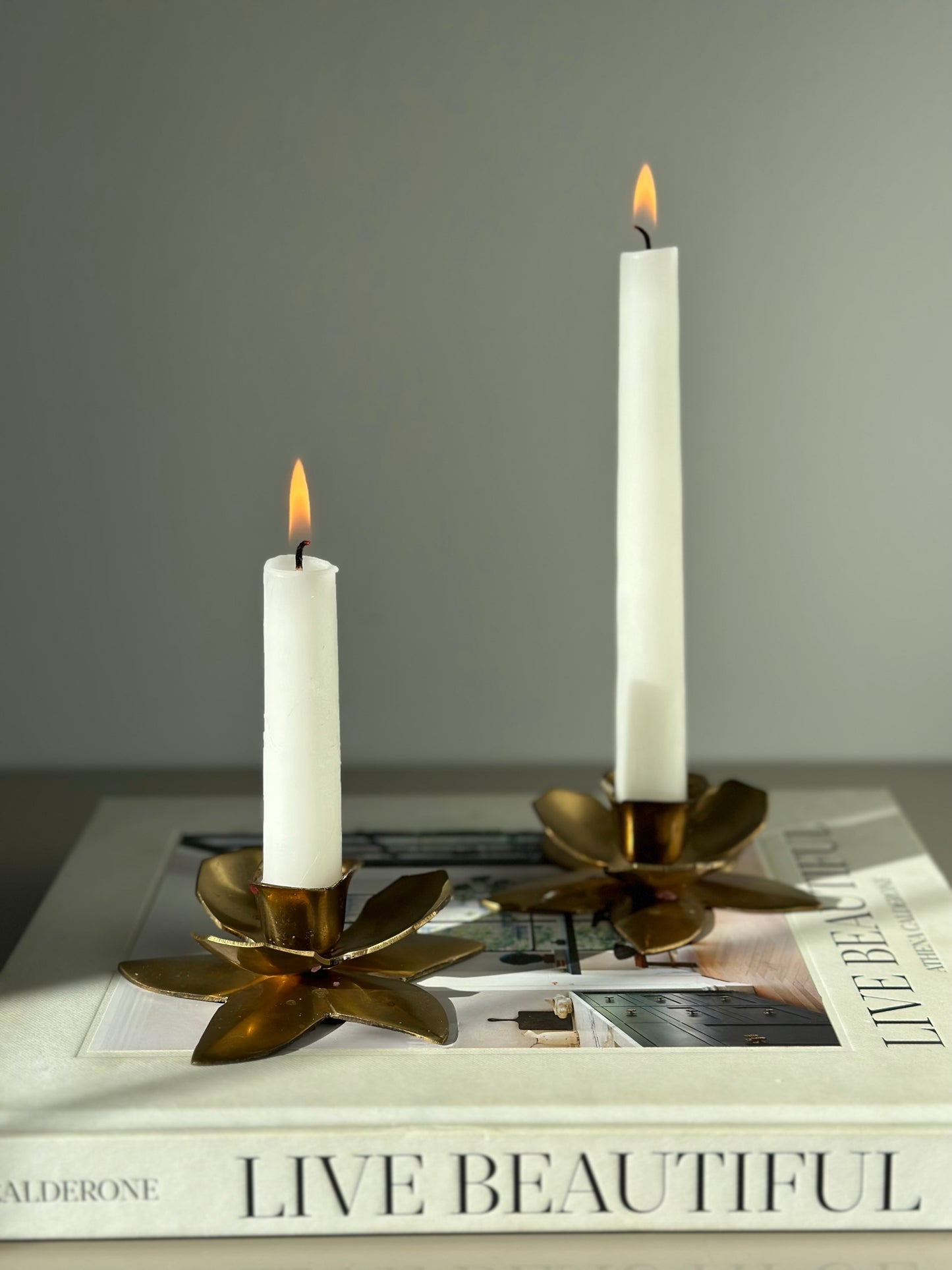 Flower brass candlesticks