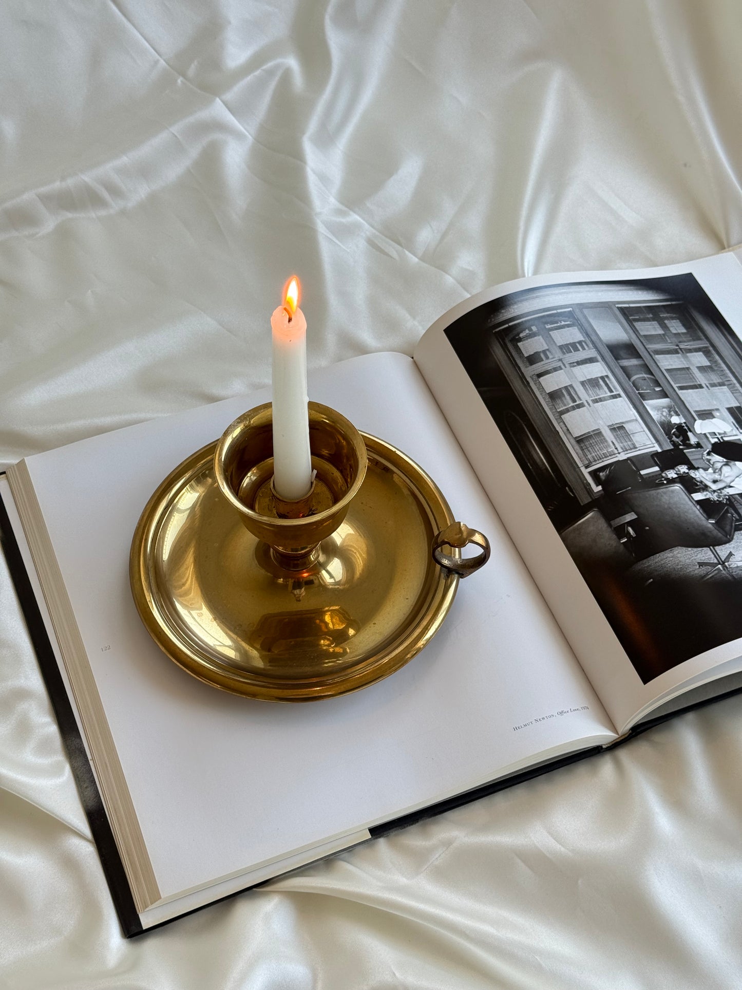 Vintage XL Solid Brass Chamberstick Candle Holder