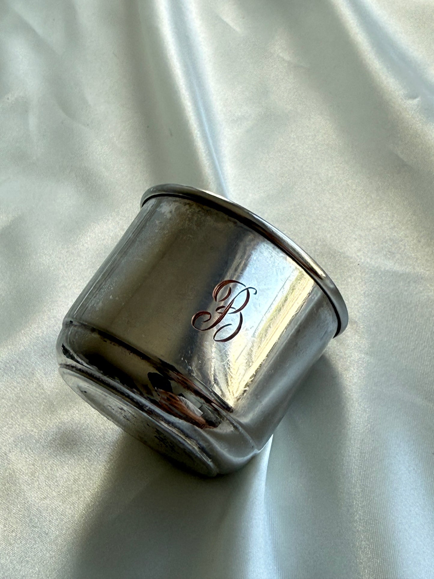Vintage Silver Plate Cup & Saucer Set | Monogrammed “B”