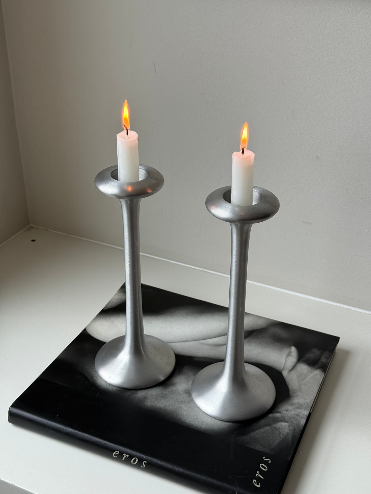 Vintage IKEA PS Swedish Pewter Candlesticks by Carl Öjerstam | Set of Two | Scandinavian Design