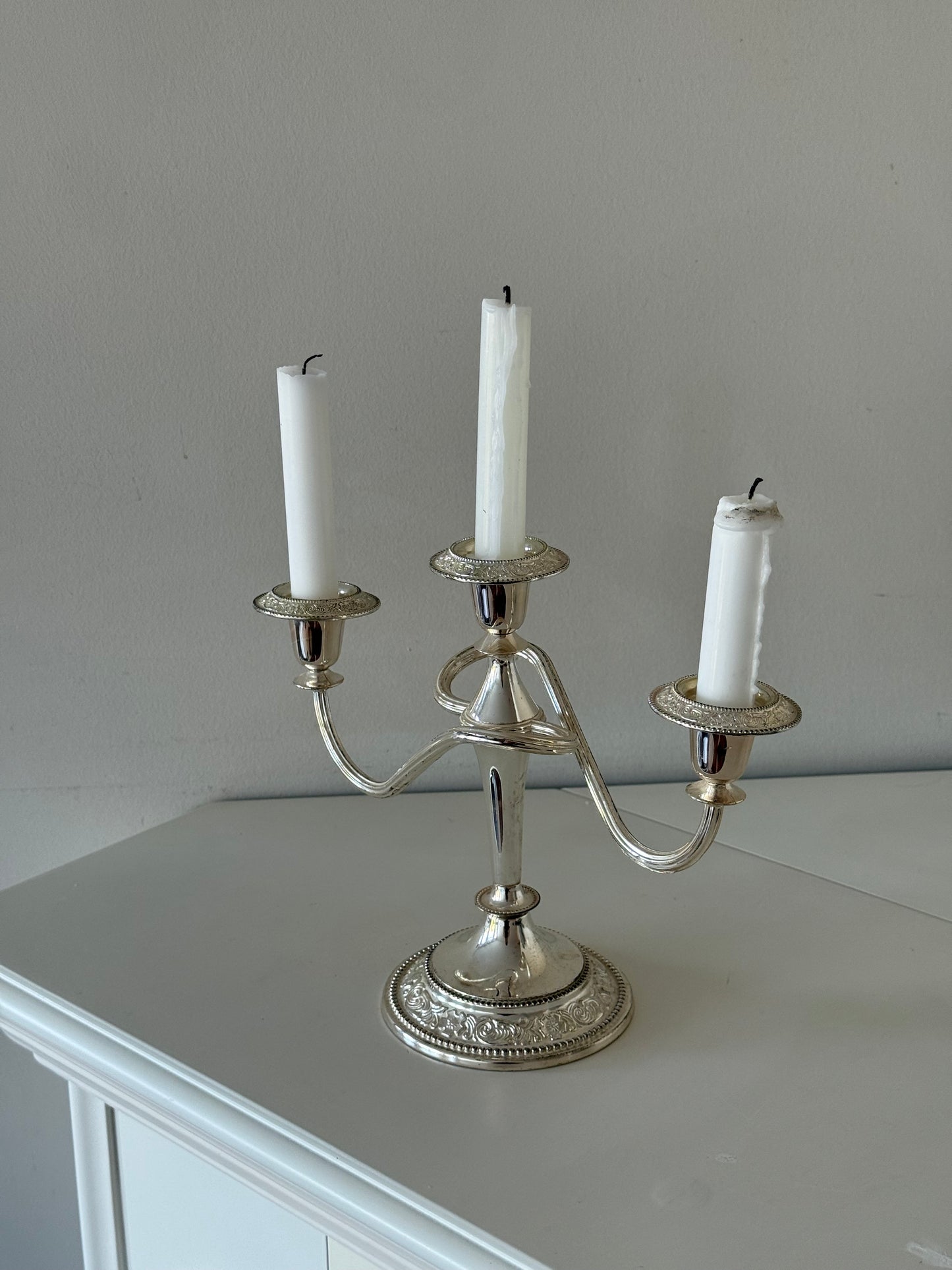 Vintage Silver Plated Three-Arm Candelabra