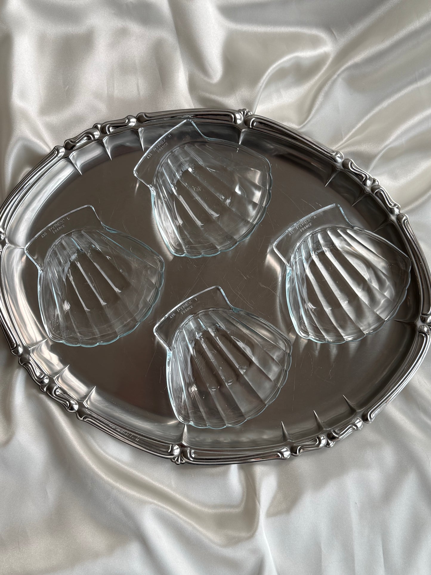 Vintage glass six shell dishes France
