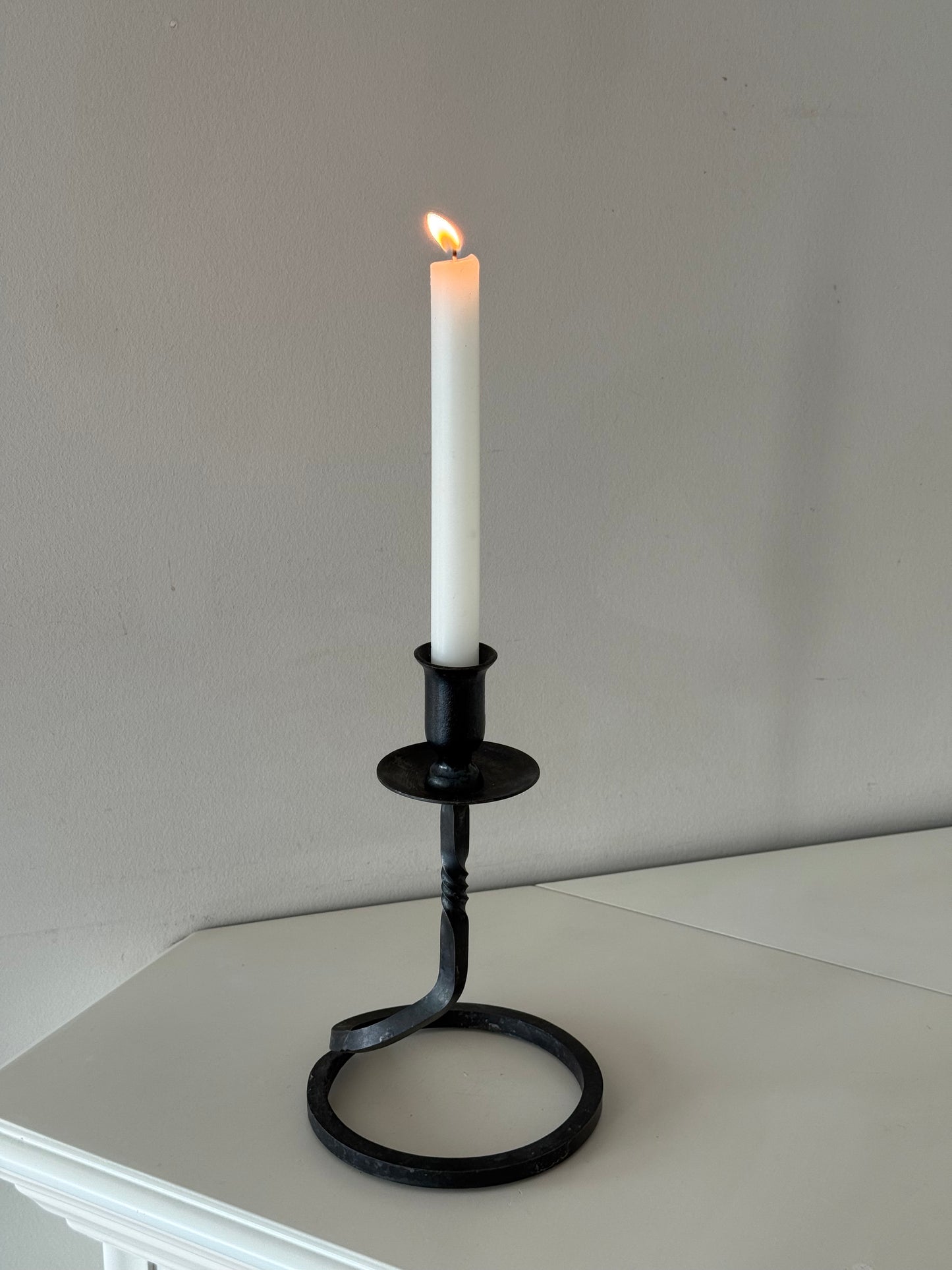Vintage Hand-Forged Iron Spiral Candlestick Holder