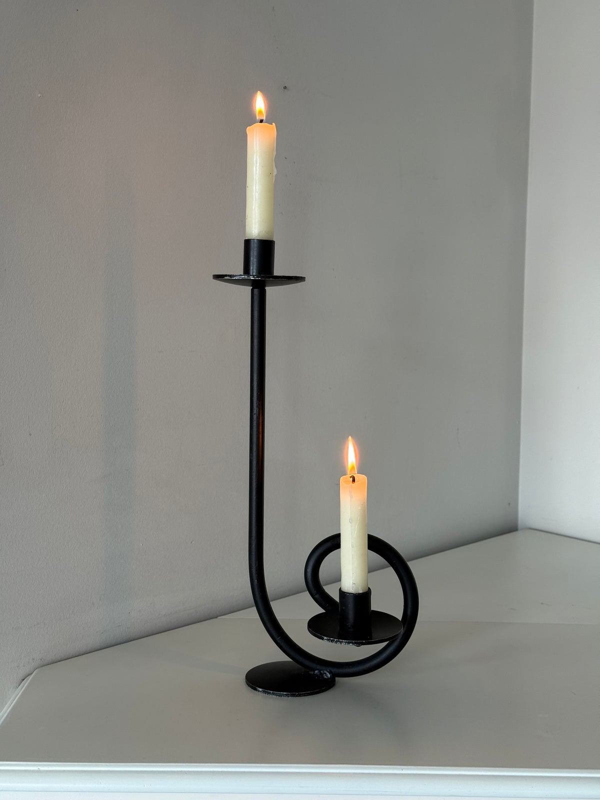 Vintage Black Sculptural Double Candle Holder