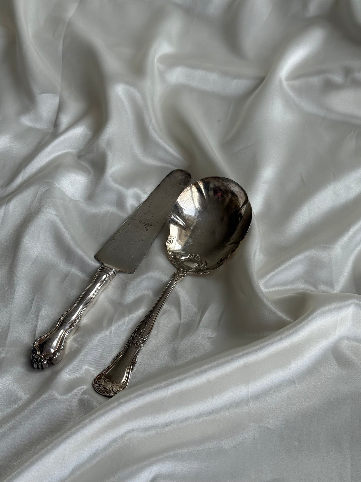 Vintage Silver-Plated Cake Server & Serving Spoon – Set of Two