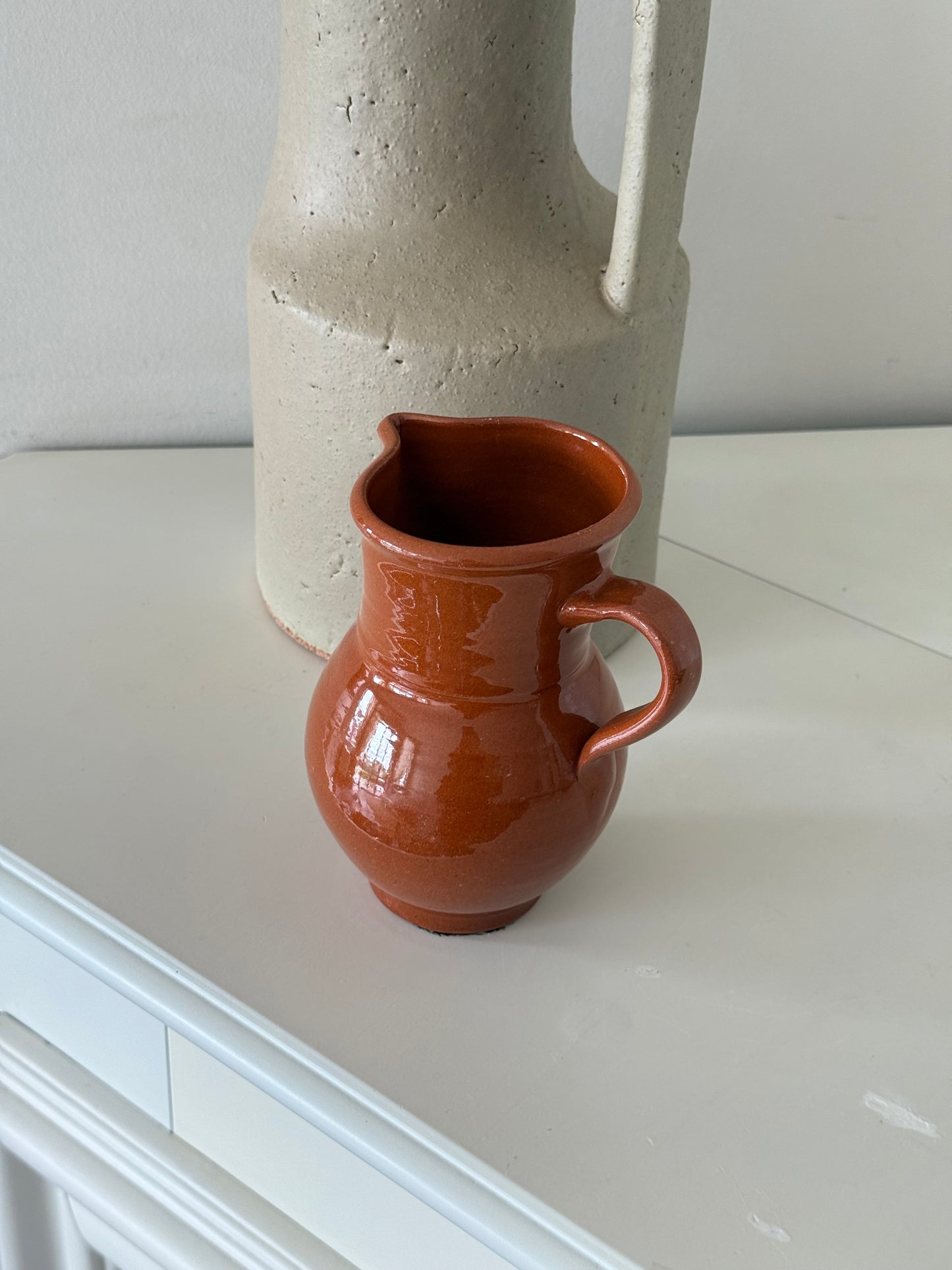 Vintage Terracotta Glazed Small Pitcher