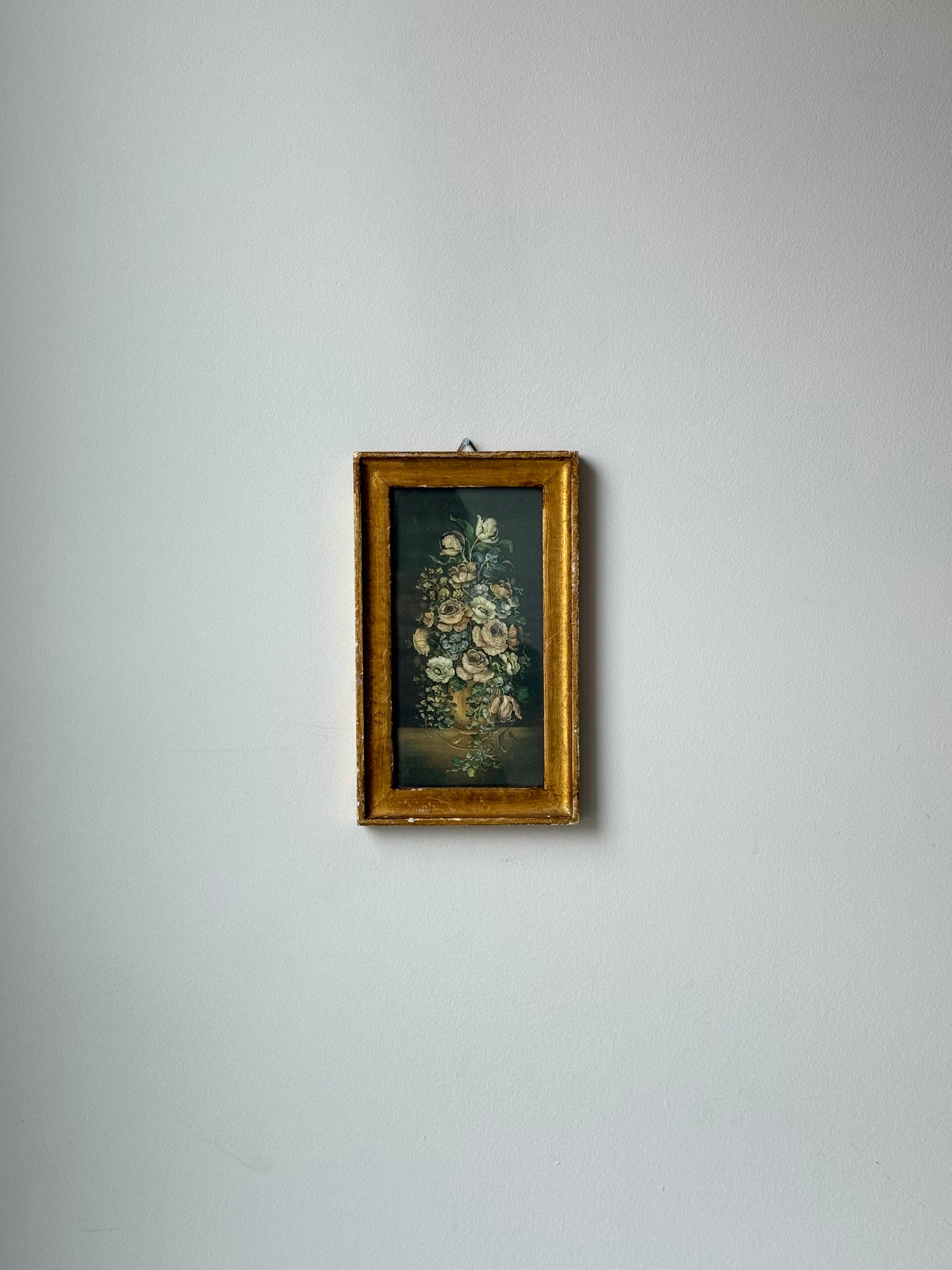 Vintage Italian Gold Framed Floral Print – Flemish School Still Life