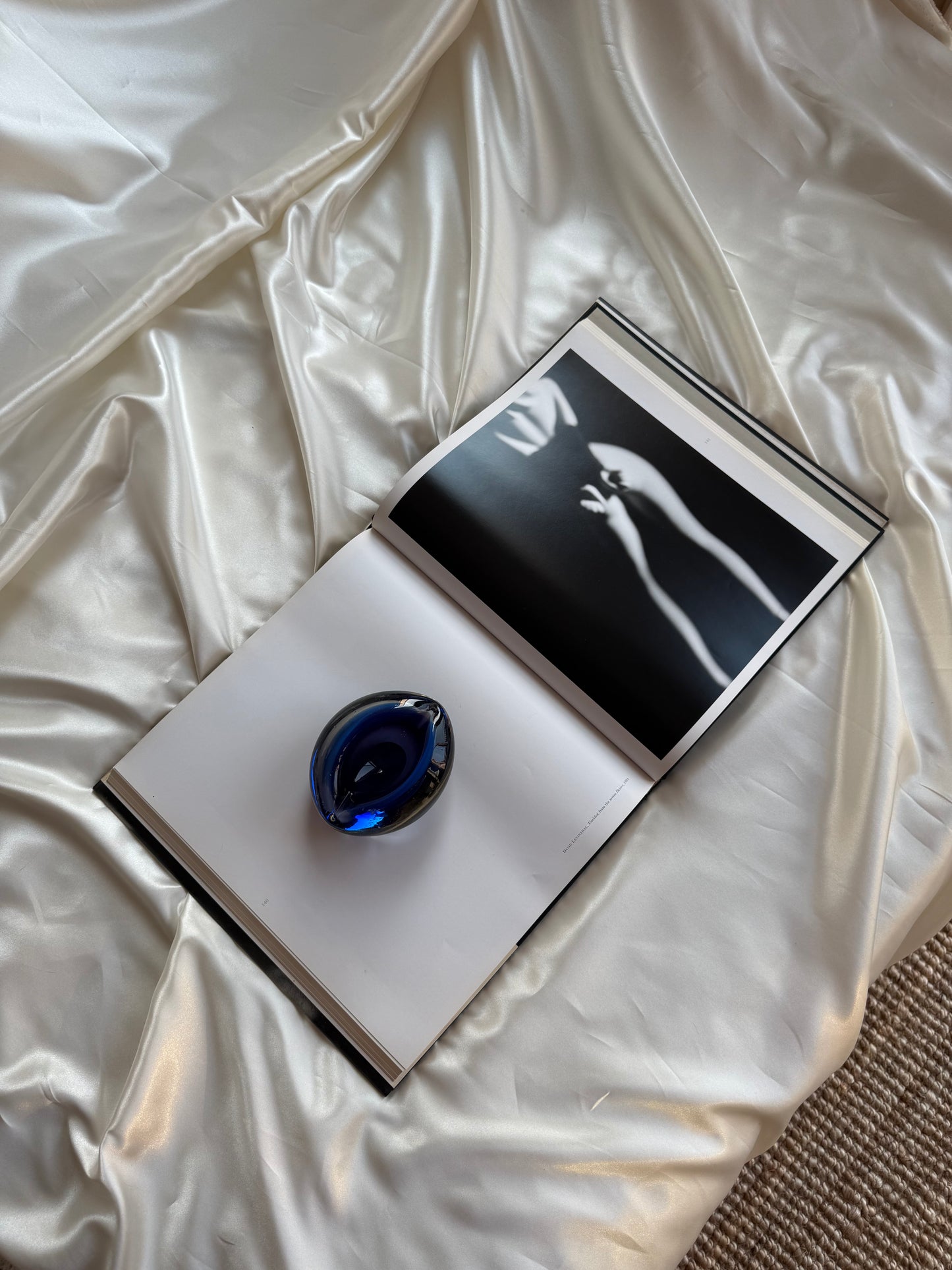 Vintage Cobalt Blue Art Glass Eye Ashtray