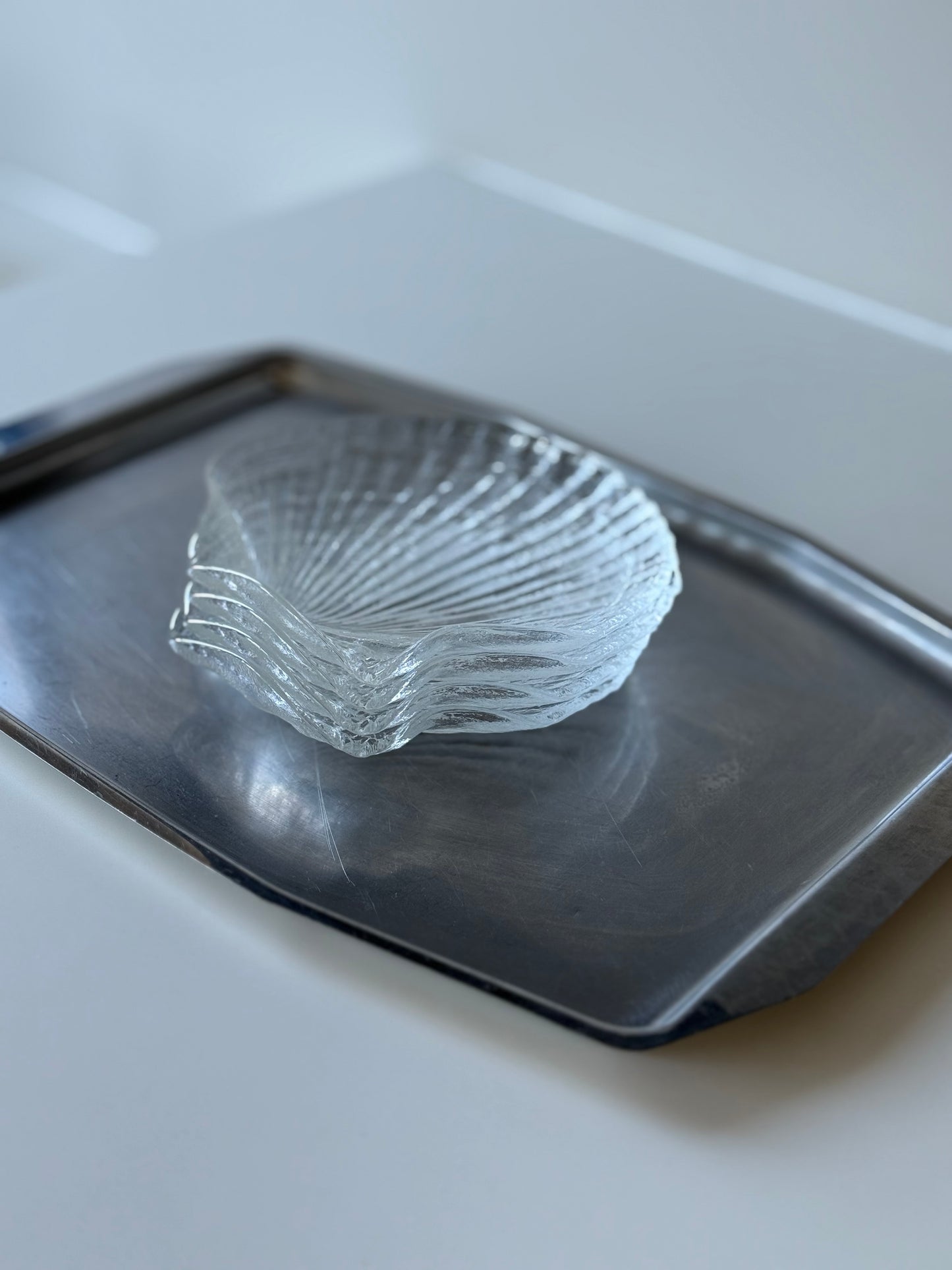 Vintage Glass Shell Plates (Set of 4)